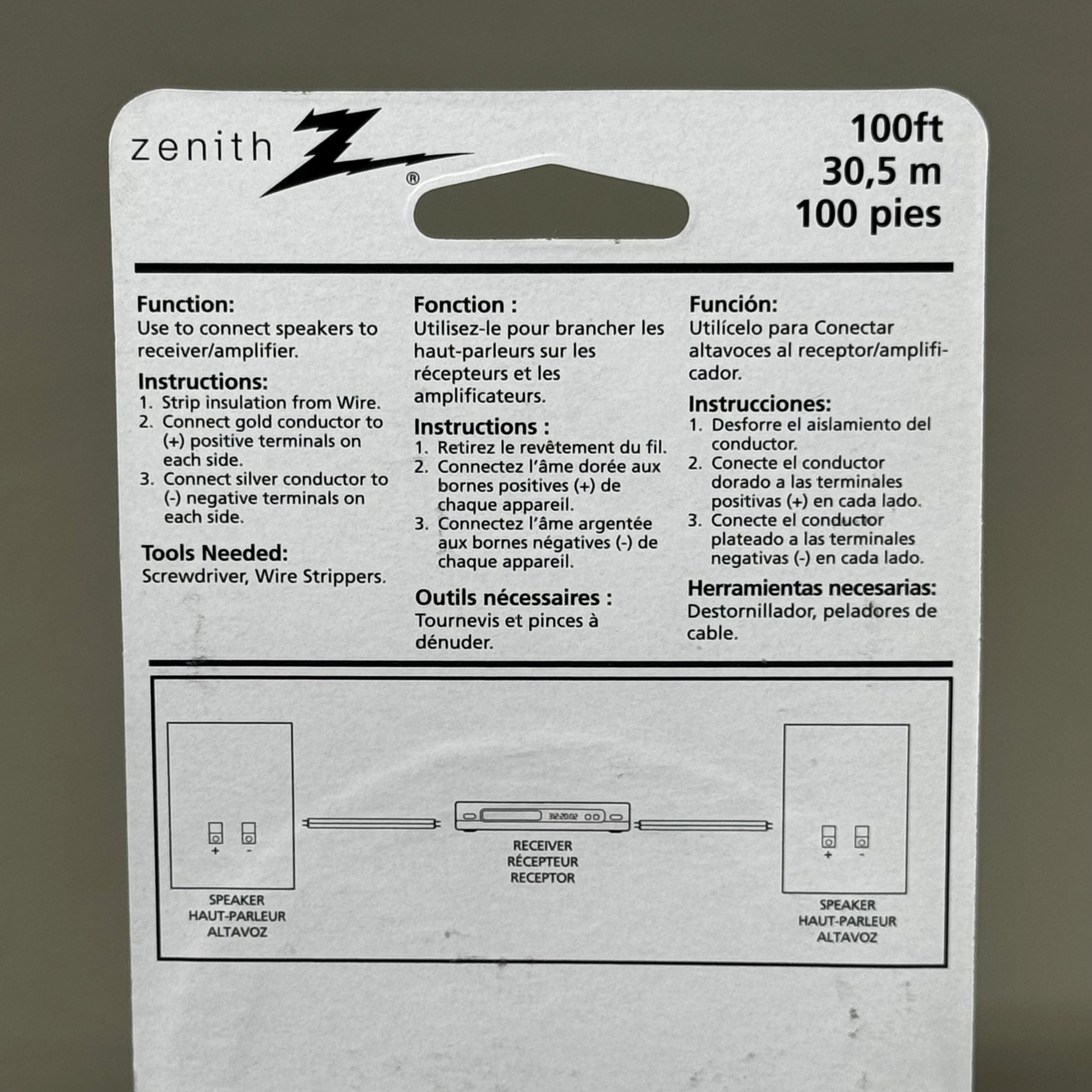 ZA@ ZENITH (2 PACK) 24 AWG Sheath Insulated 100ft Speaker Wire AS110024C New Other (Slightly Damaged Packaging)