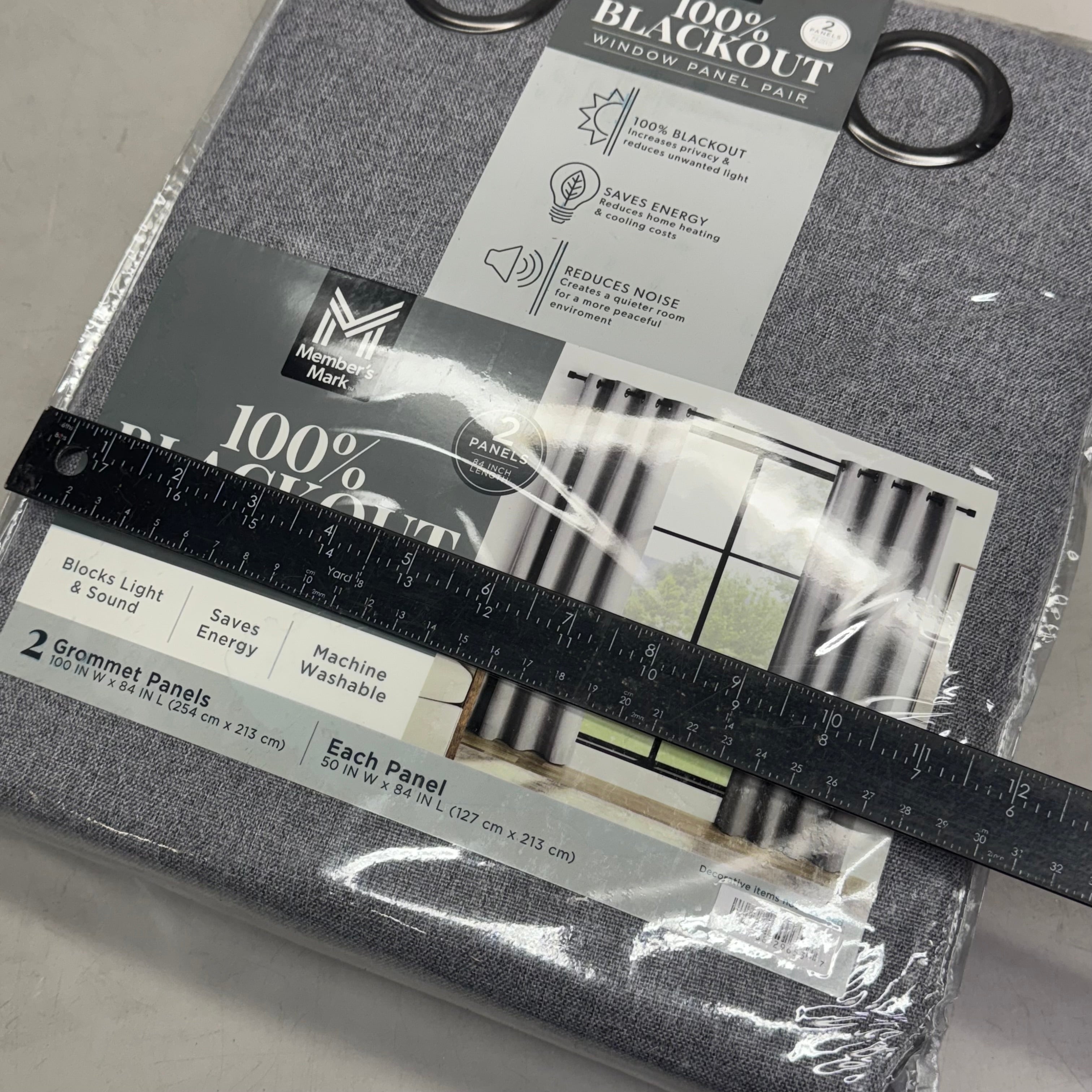 MEMBER'S MARK Window Panel Pair 100" W x 84" L, Dark Grey