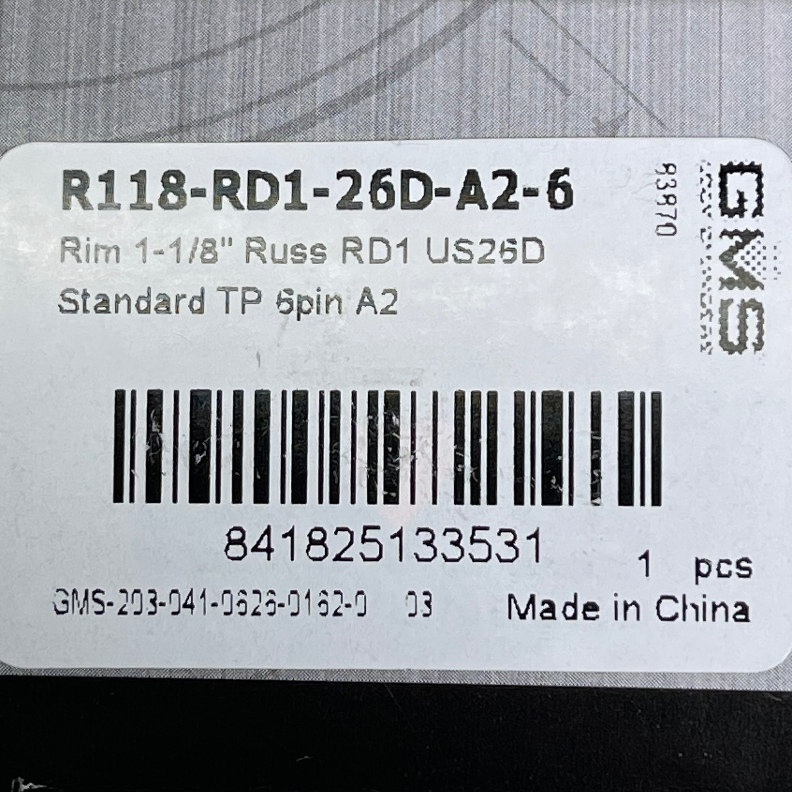 GMS (2-PACK) Russwin Lock Cylinders 1-1/8" Satin Chrome 6 Pin R118-RD1-26D-A2-6
