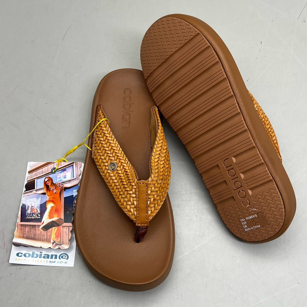 COBIAN Palmilla Braided Synthetic Leather Strap Sandals Women's Sz 9 EU 39.5 Tan PAL25-230-9