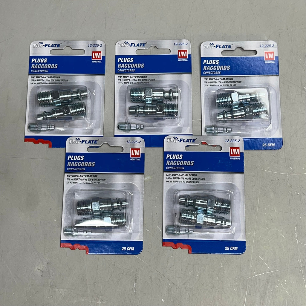 TRU-FLATE (5 PACK, 2 PER PACK) Steel Plug 1/4" I/M Design X 1/4" MNPT 12-225-2