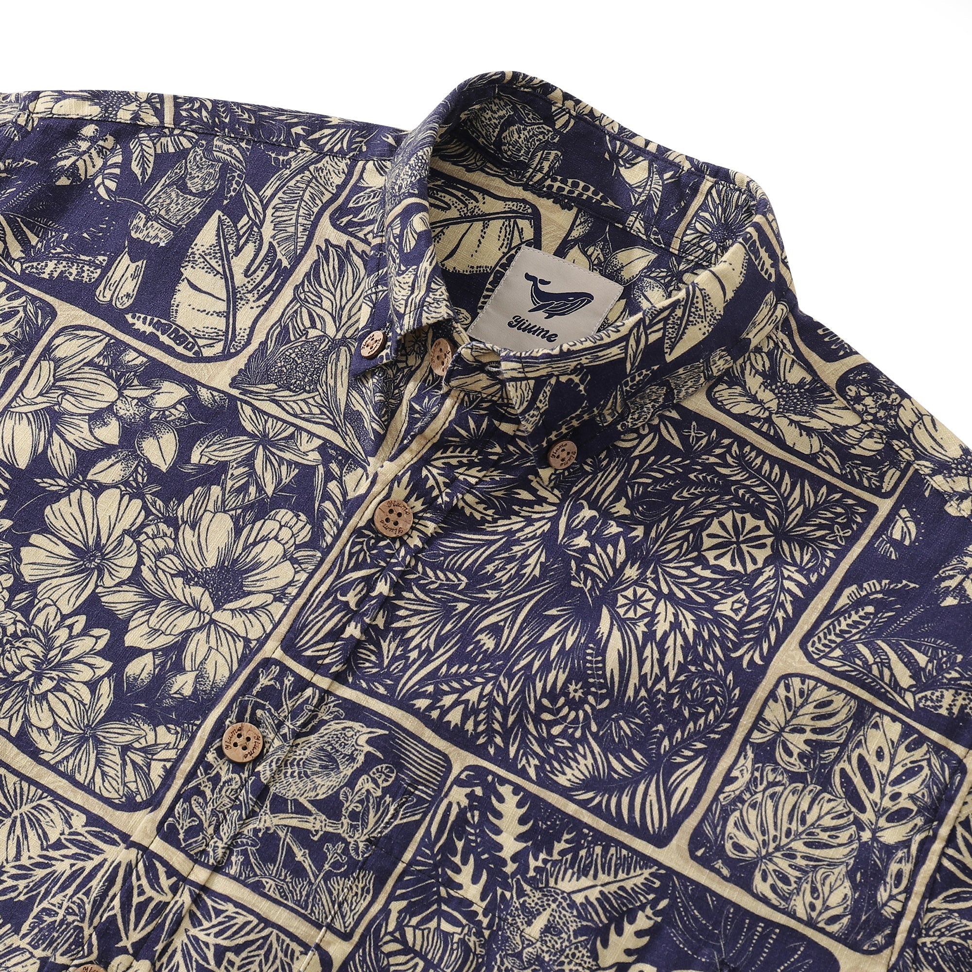 Vintage Men's Hawaiian Shirt Jungle Cotton Button-down Long Sleeve Aloha Shirt By Yakima