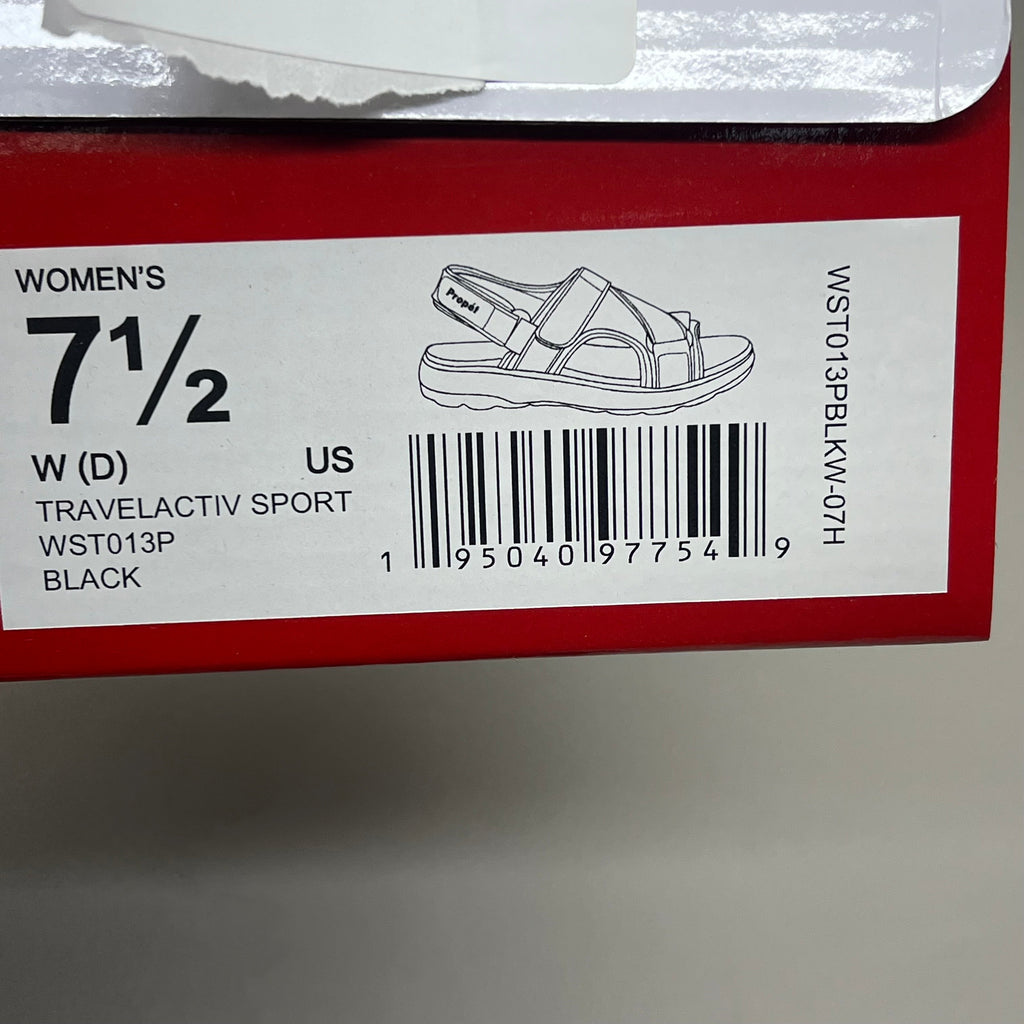 PROPET Travel Activ Sport Sandal Lightweight Women's Sz 7.5 W(D) Black As-is WST013P