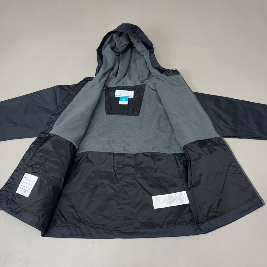 COLUMBIA Rain-Zilla Fleece Lined ZipUp Jacket Unisex Youth Sz XS Black RB3418-015