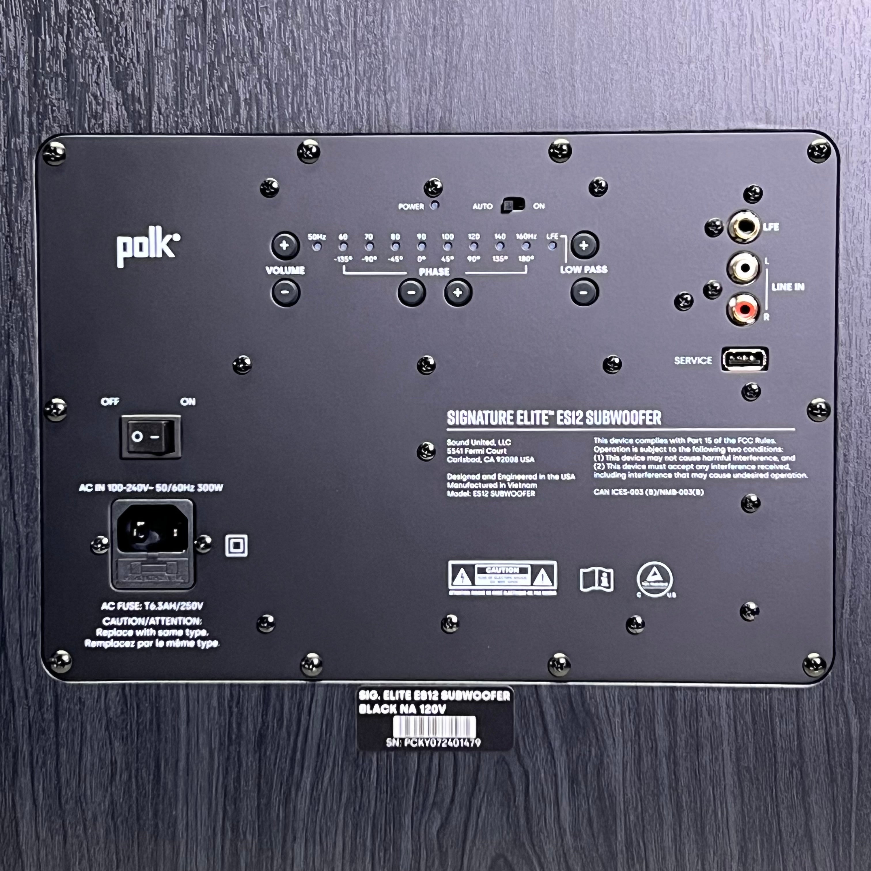 POLK 12" Signature Elite Subwoofer Sz 18" L X 14" W X 19" H, Black ES12