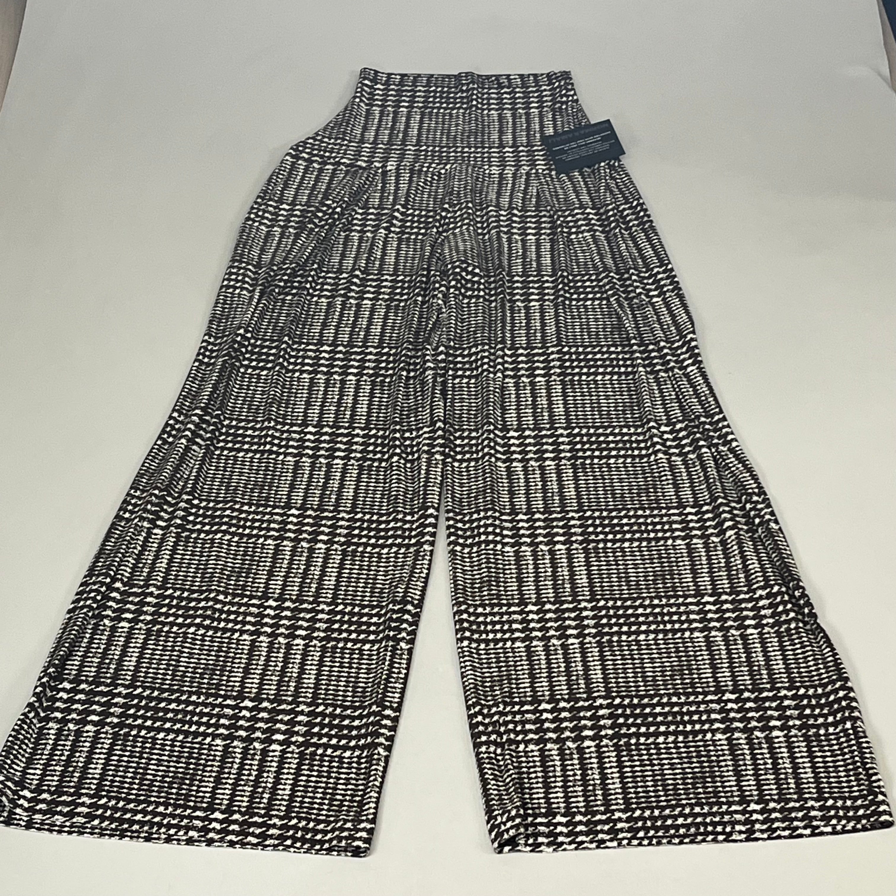 NORMA KAMALI High Waist Pleat Pant Women's Sz M/34 Chocolate Glenn Plaid Tweed