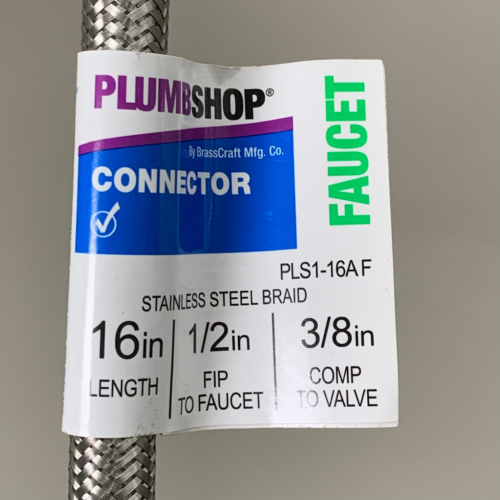 PLUMBSHOP (2 PACK)Faucet Connector Stainless Steel Braid 3/8"&13/8" FIP PLS1-16KC