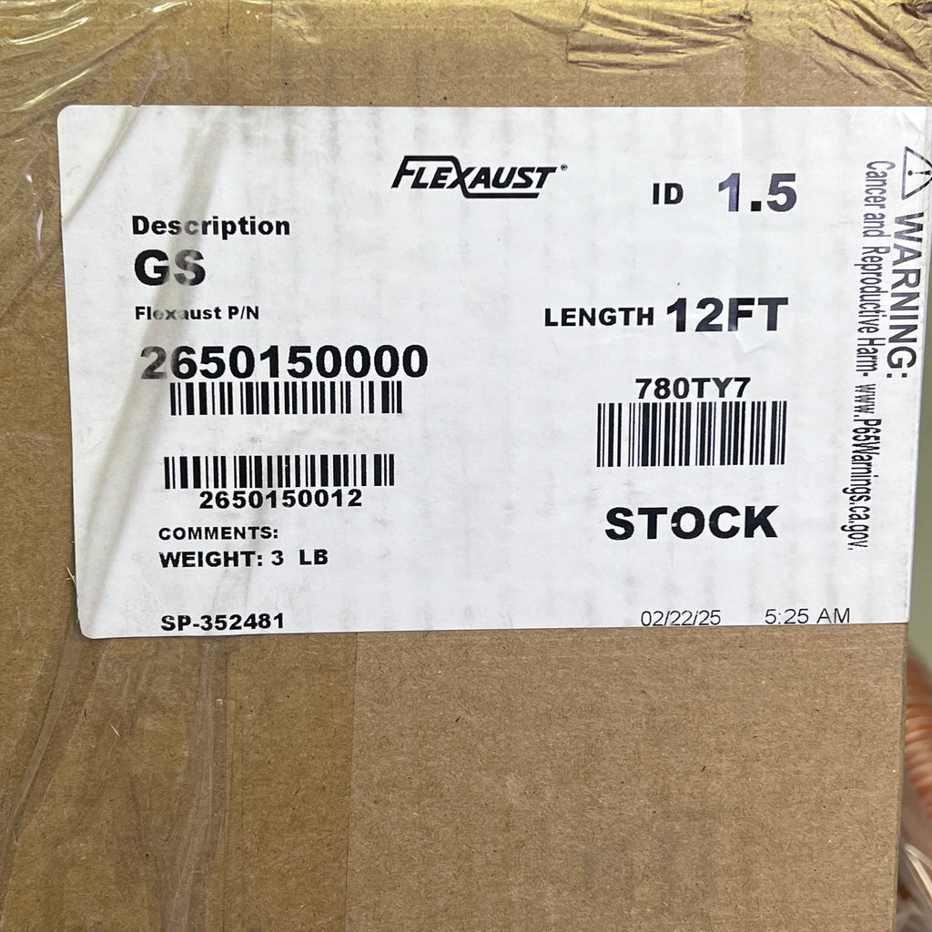 FLEXAUST Industrial Duct Hose Silicone Coated Fiberglass 12ft Red 2650500012