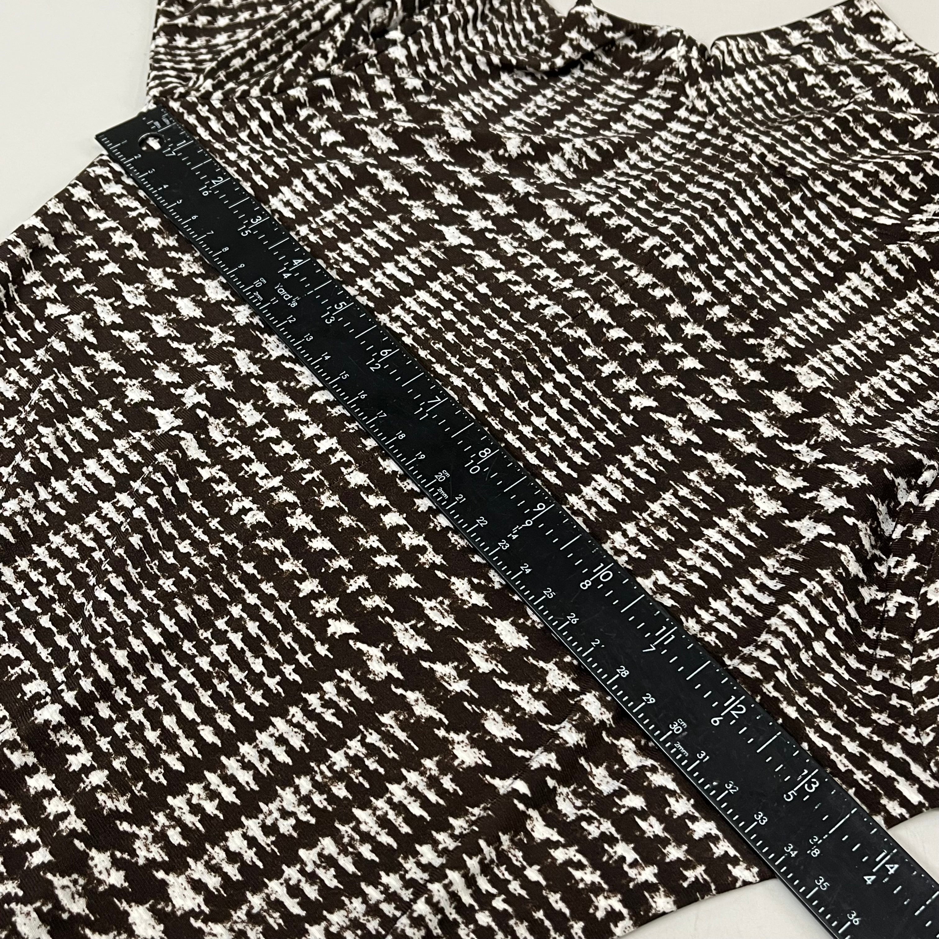 NORMA KAMALI Sleeve Open Back Catsuit Footsie Women's Sz S/36 Chocolate Plaid