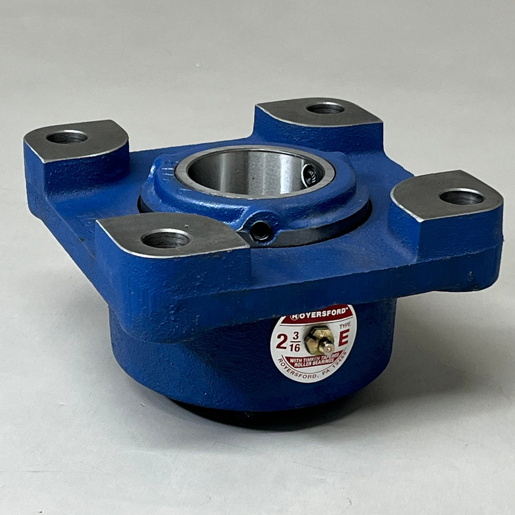 ROYERSFORD Type E Bearing 2 3/16 Square Flange 4-Bolt Tapered Rollers 20-05-0203