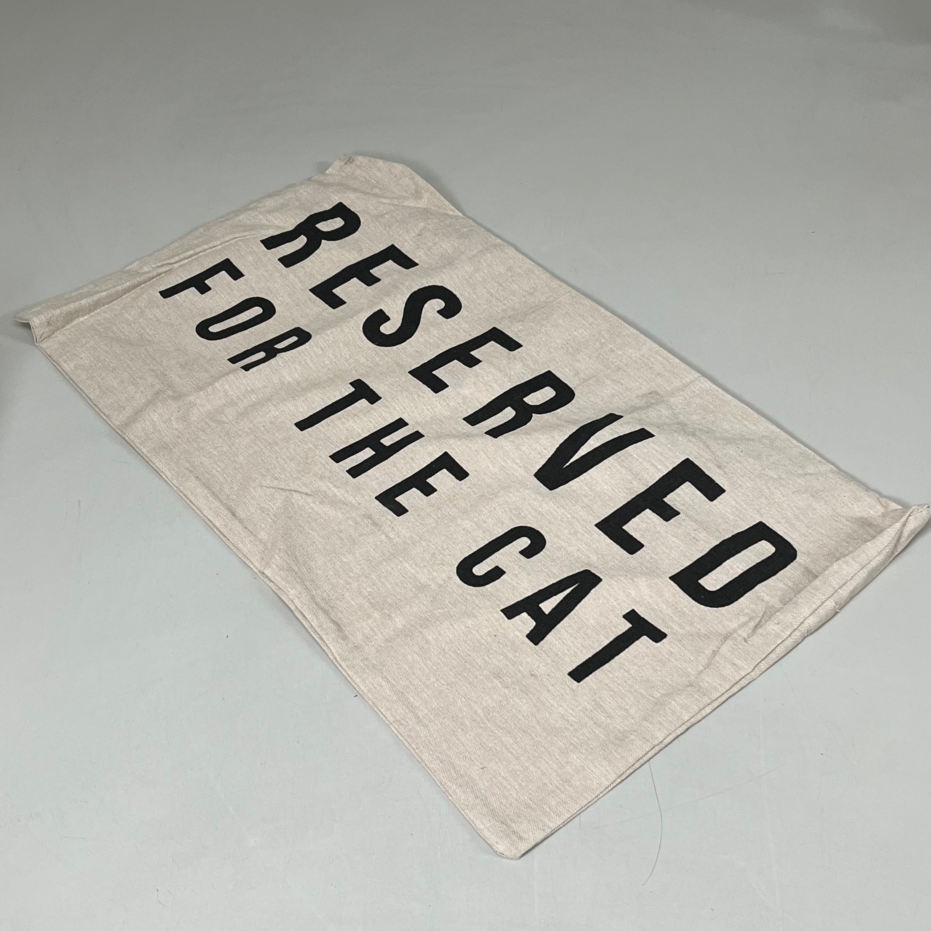 CREATIVE CO-OP Reserved for The Cat Cotton Pillow 24"W x 14" H Creme DF0524