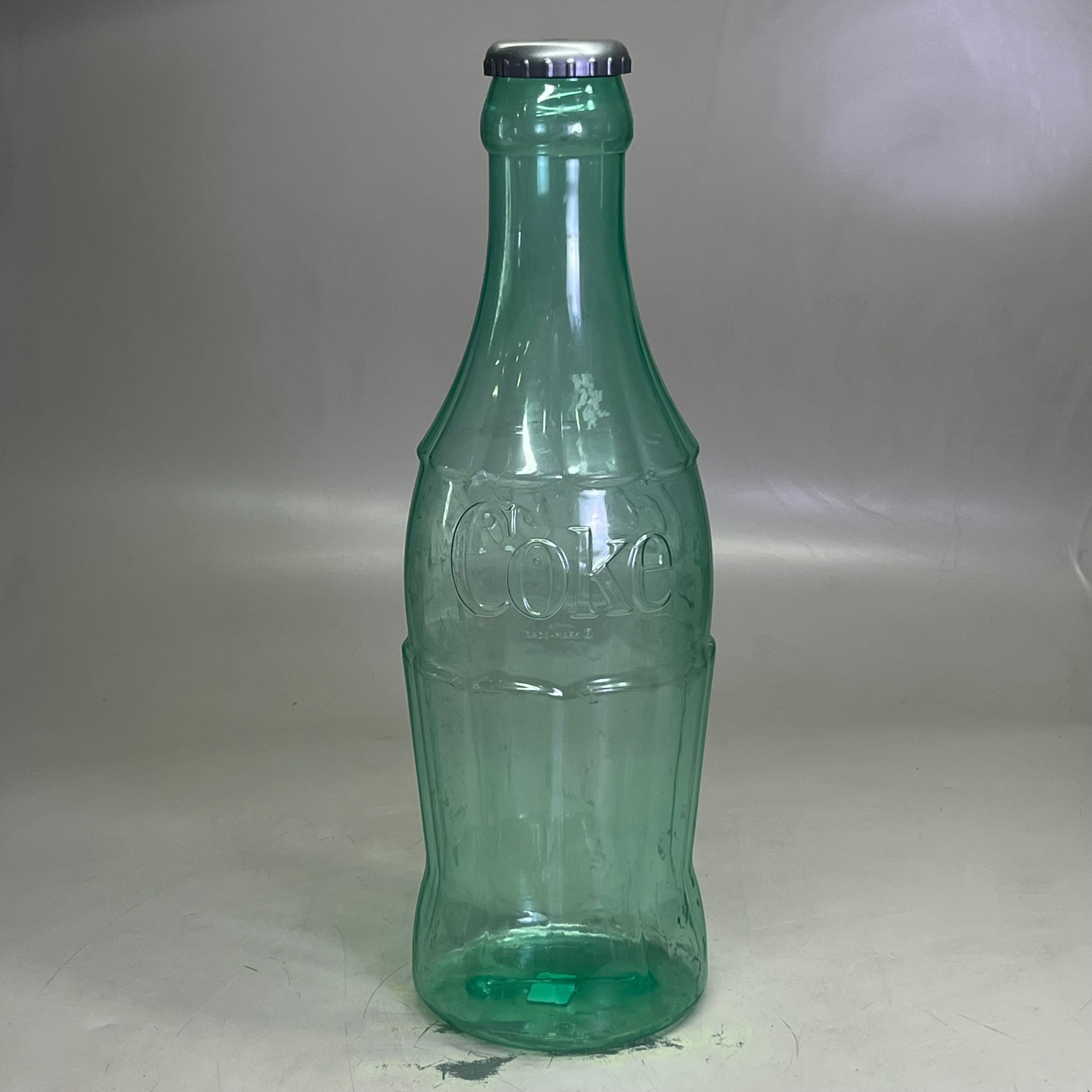 ZA@ COCA-COLA (2 PACK) Plastic Coke Bottle Bank 22"H Green & Red (AS-IS)
