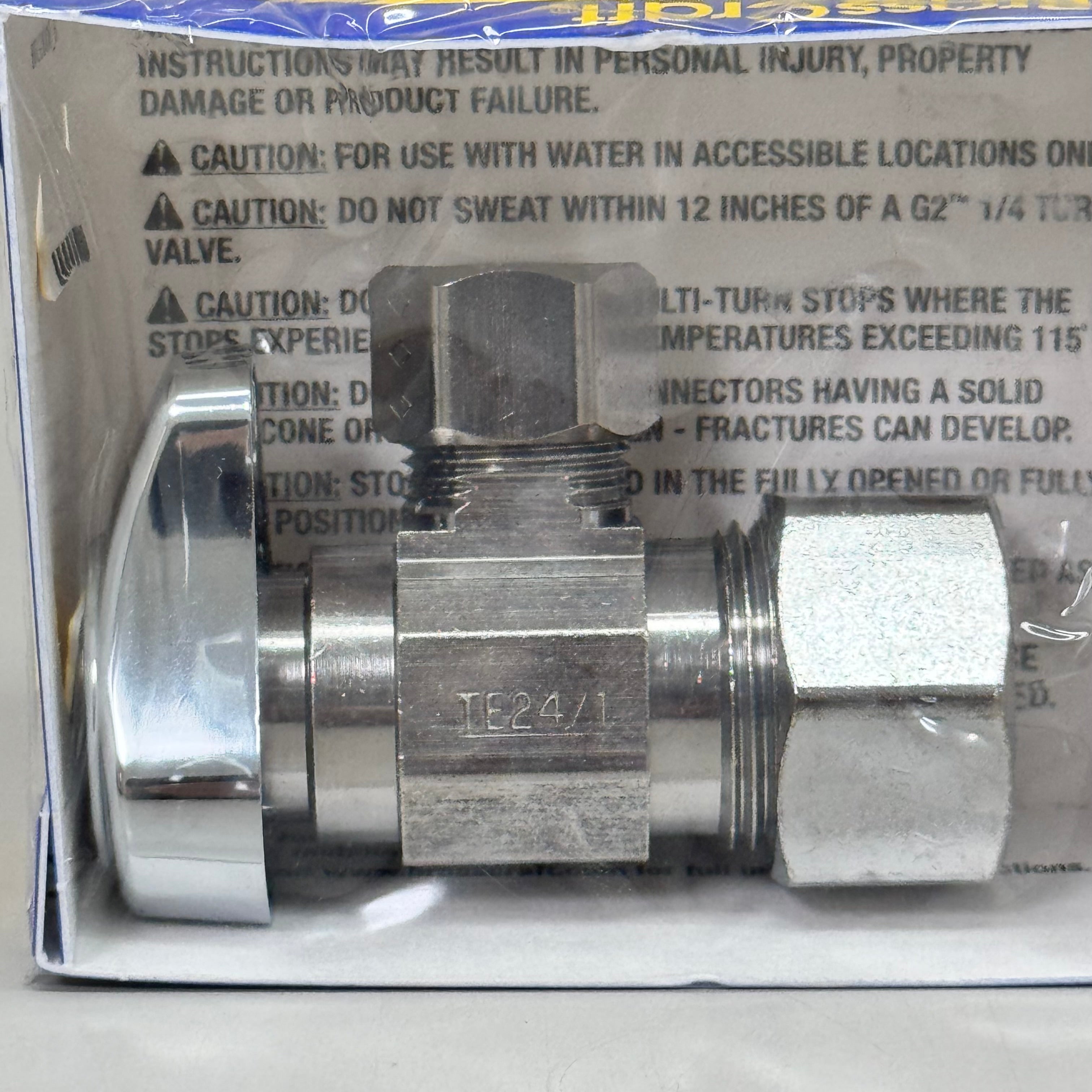 ZA@ BRASS CRAFT (5 PACK) 1/4" Turn Angle Supply STOP Valve 1/2"x3/8" Chrome G2CR19XC As-is Damaged Packaging