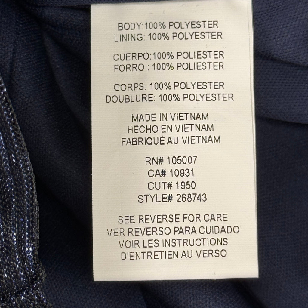 MELANIE LYNE Shimmering Ruched Plisse Dress Women's Sz S Navy/Black 6030103-2180