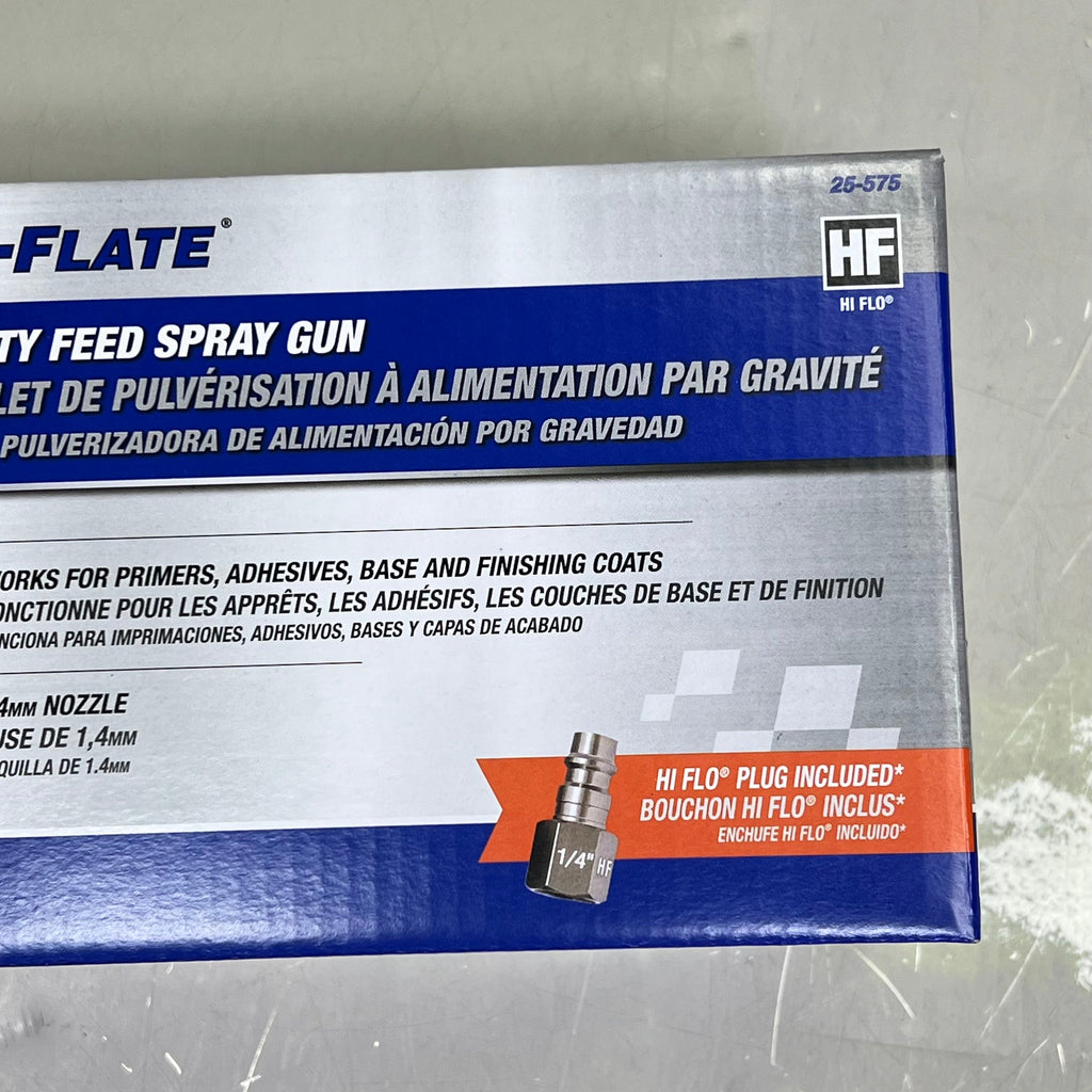 TRU-FLATE Full-Size HVLP Spray Gun-HF  600cc Hopper Sz Clear/Chrome TRFL25575