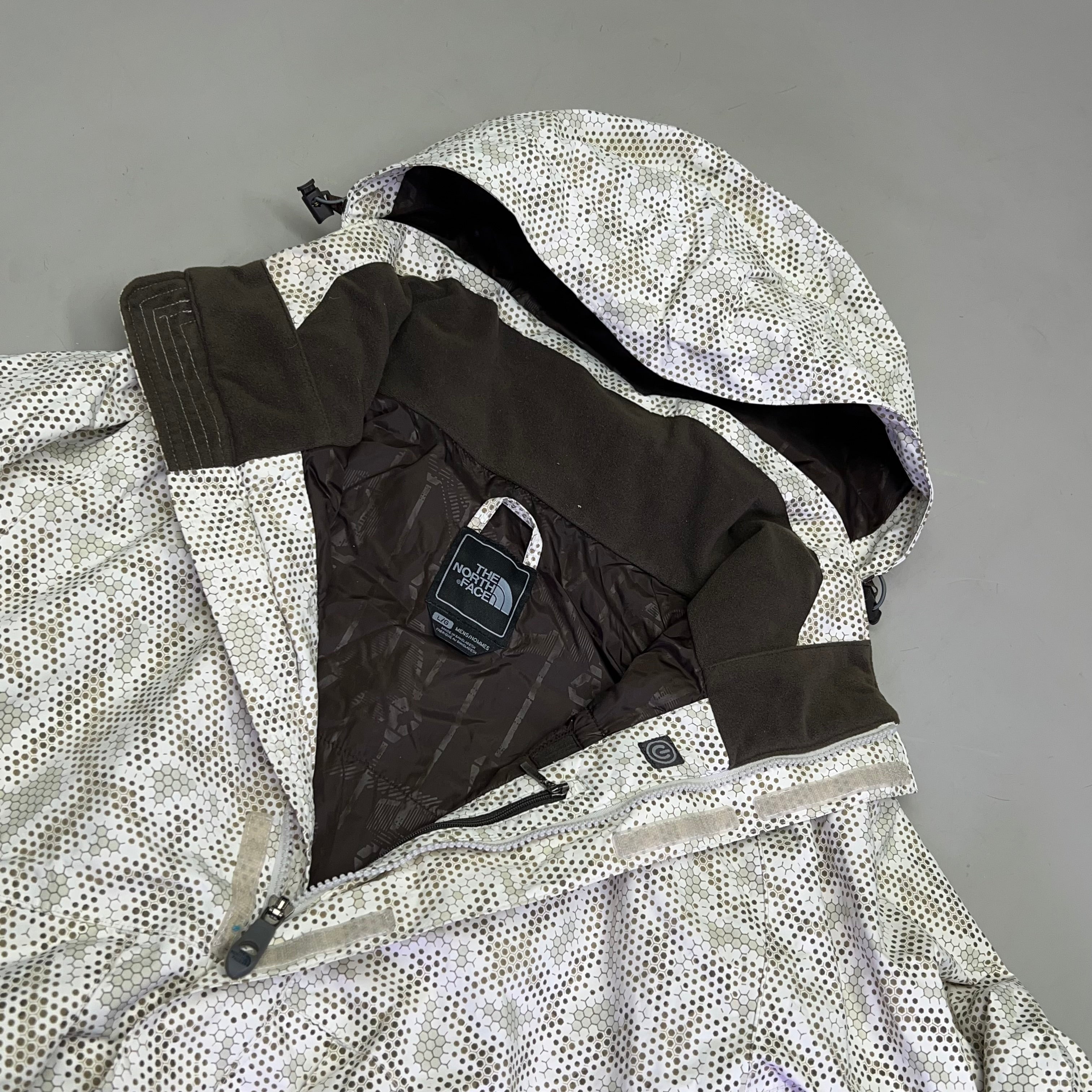 NORTH FACE Full Zip Elastic Waist Winter Coat Men's Sz L Honey Comb Pattern