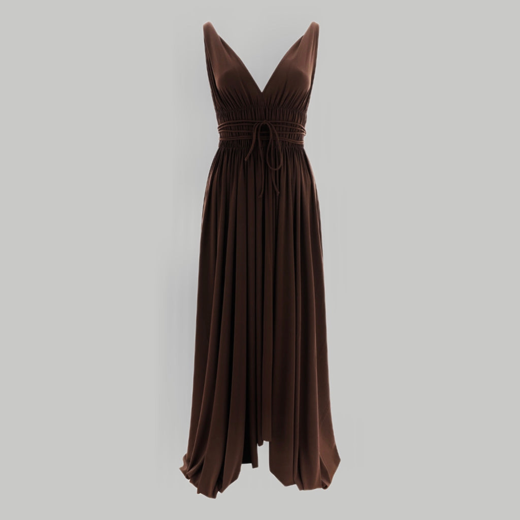 NORMA KAMALI Goddess Dress Unlined Women's Sz S/36 Chocolate KK3233PL292028
