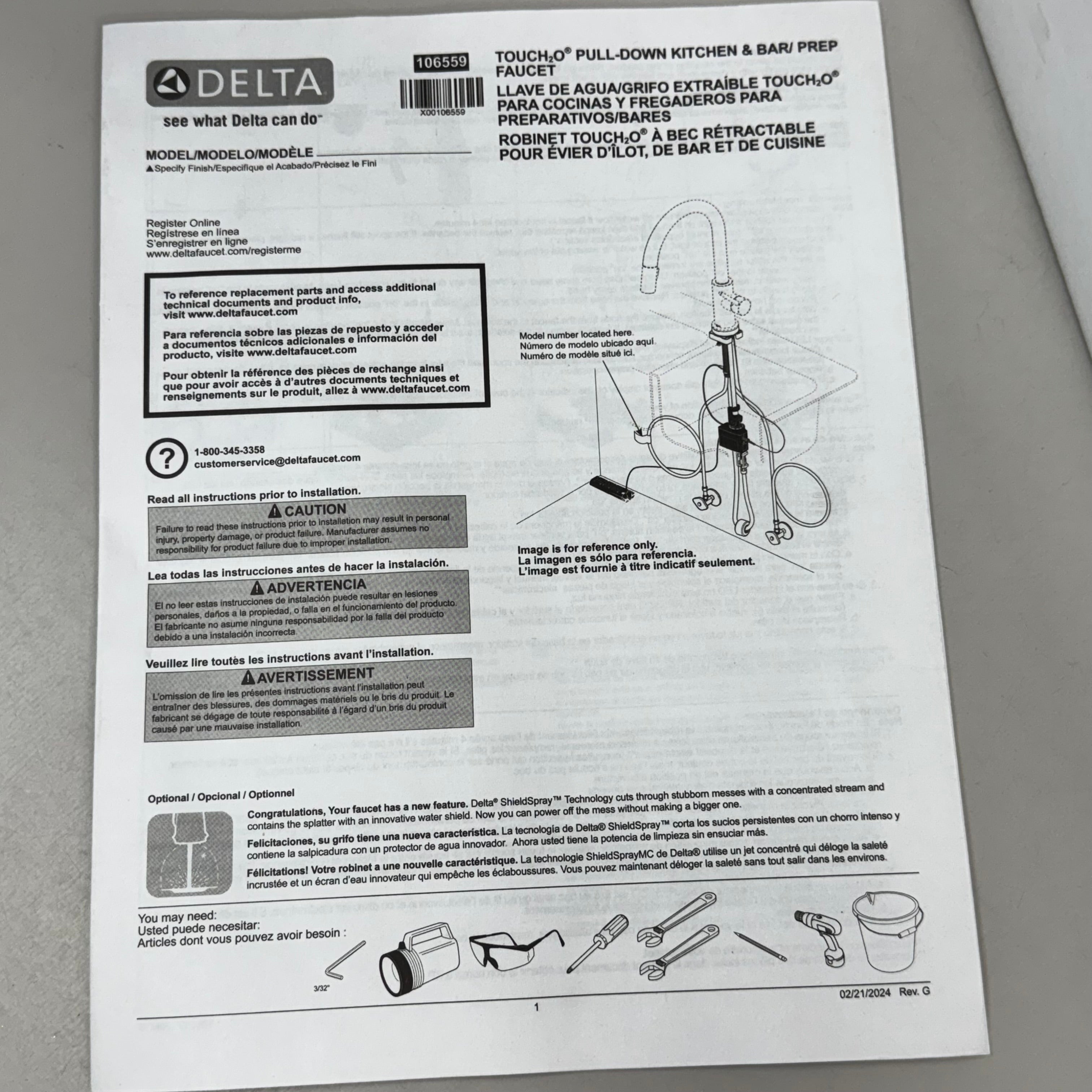 DELTA Lenta Pull-Down Kitchen Faucet w/ Touch Activation Champagne 19802TZ-CZDST