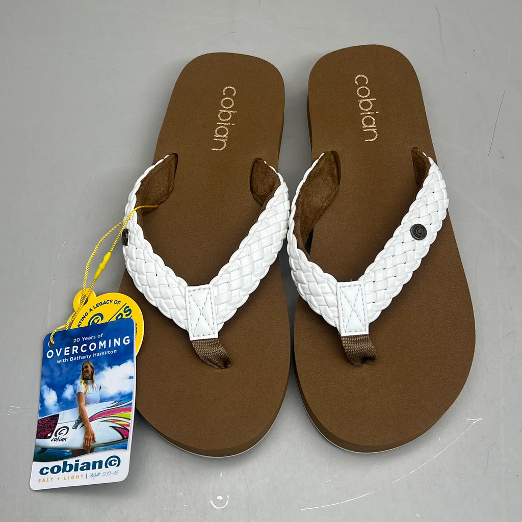 COBIAN Braided Bounce Synthetic Leather Sandals Women's Sz 9 EU 39.5 White BRB10-100-9