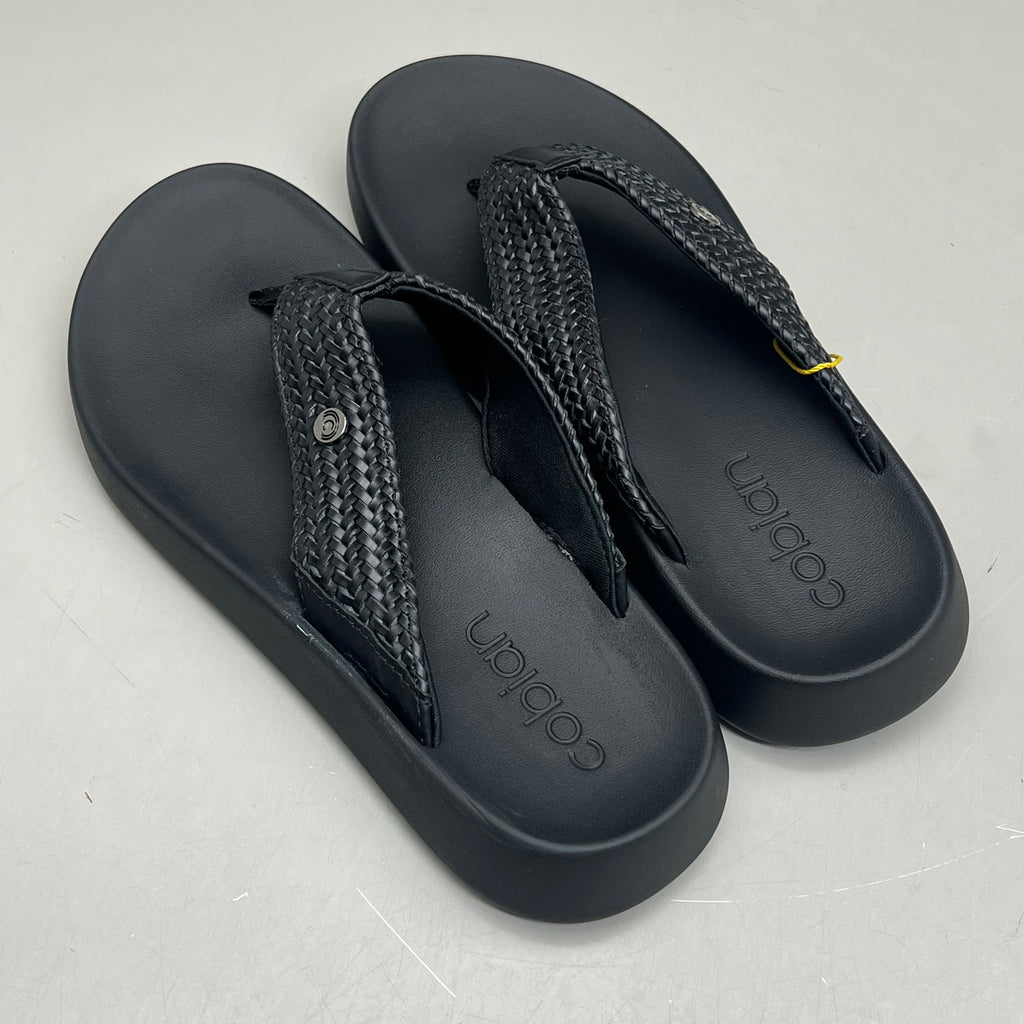 COBIAN Palmilla Braided Synthetic Leather Strap Sandals Women's Sz 8 EU 38.5 Black PAL25-001-08