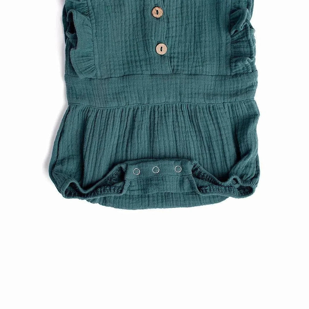 Backless Cotton Romper PEACOCK