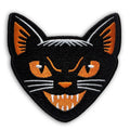 Black Cat Vintage-Style Halloween Patch: Iron-on