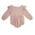 Blush Flutter Sleeve Linen Baby Romper