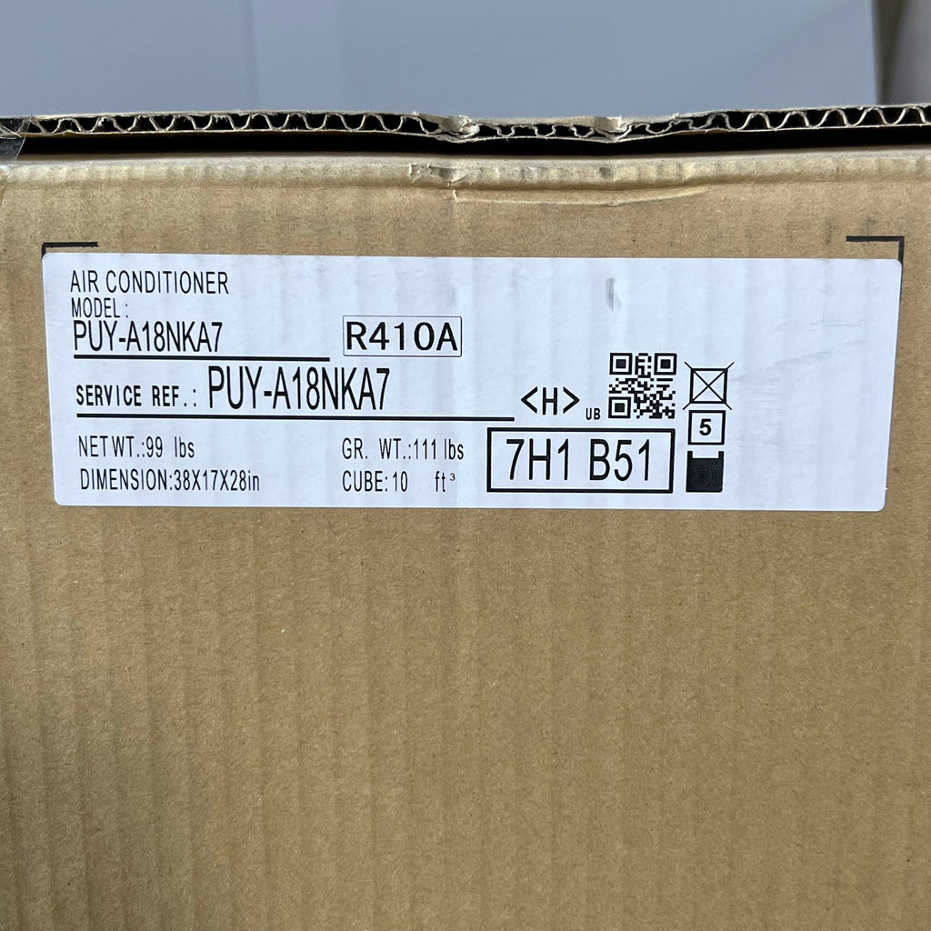 MITSUBISHI ELECTRIC Air Conditioner Sz 32" W x 12" L x 34.5" H PUY-A18NKA7