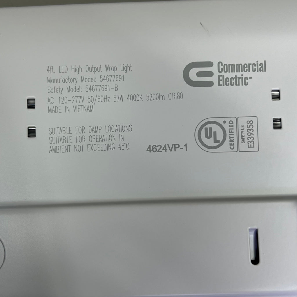 COMMERCIAL ELECTRIC High Output Wrapround Light 4ft, White 1001820735