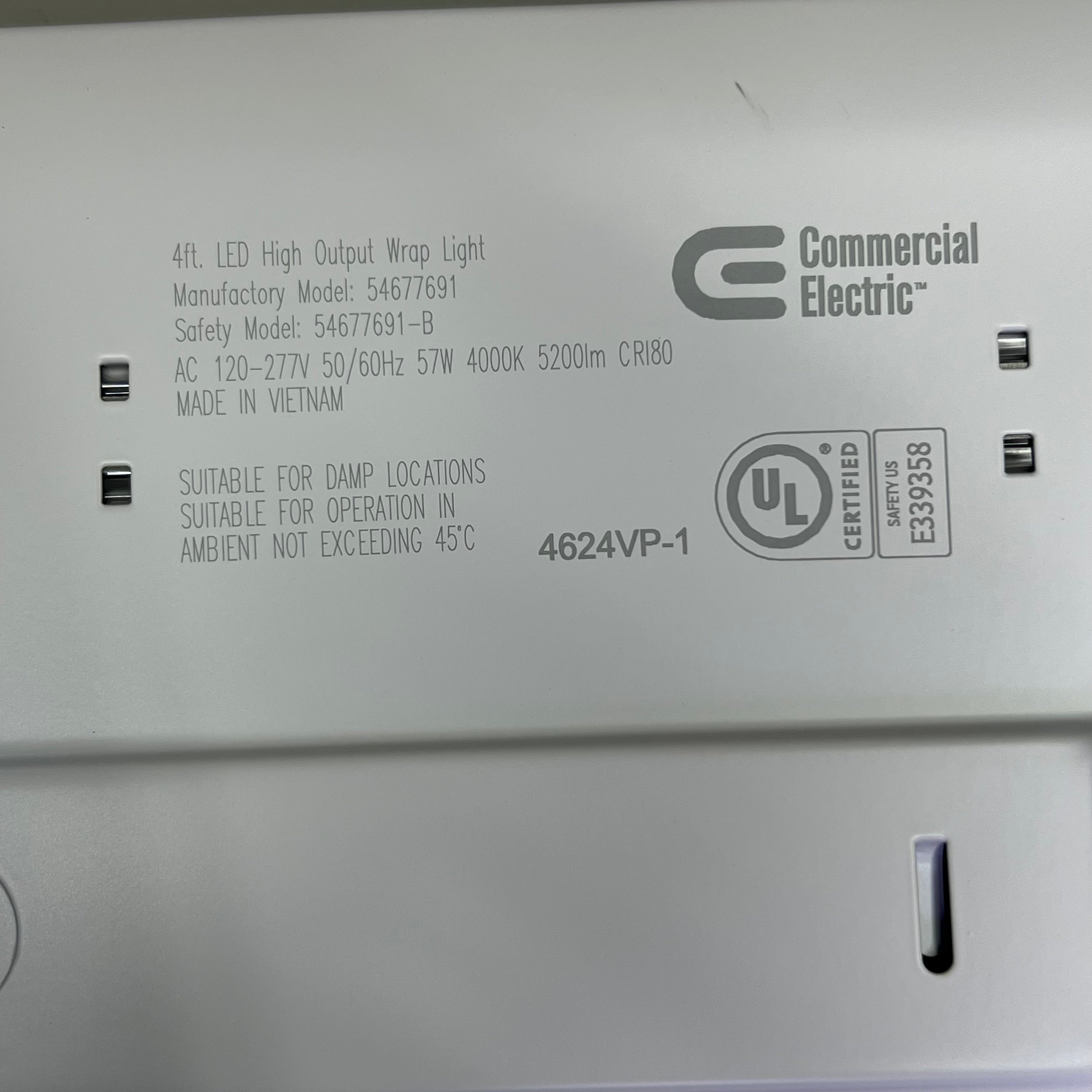 COMMERCIAL ELECTRIC High Output Wrapround Light 4ft, White 1001820735