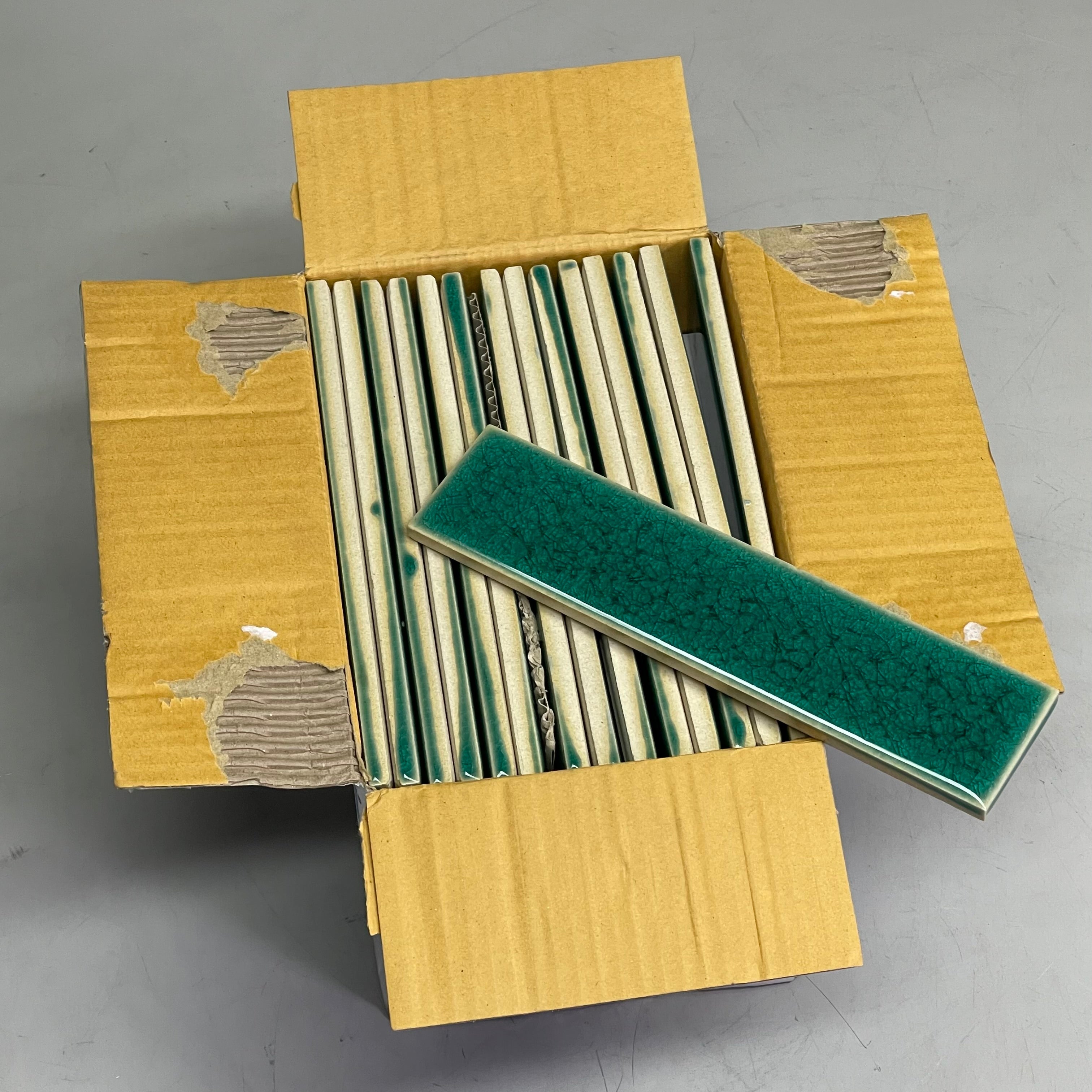 LILI (45 Tiles) Lotus Leaf Glaze Tile 2" x 8" Green G-LLF-28-45