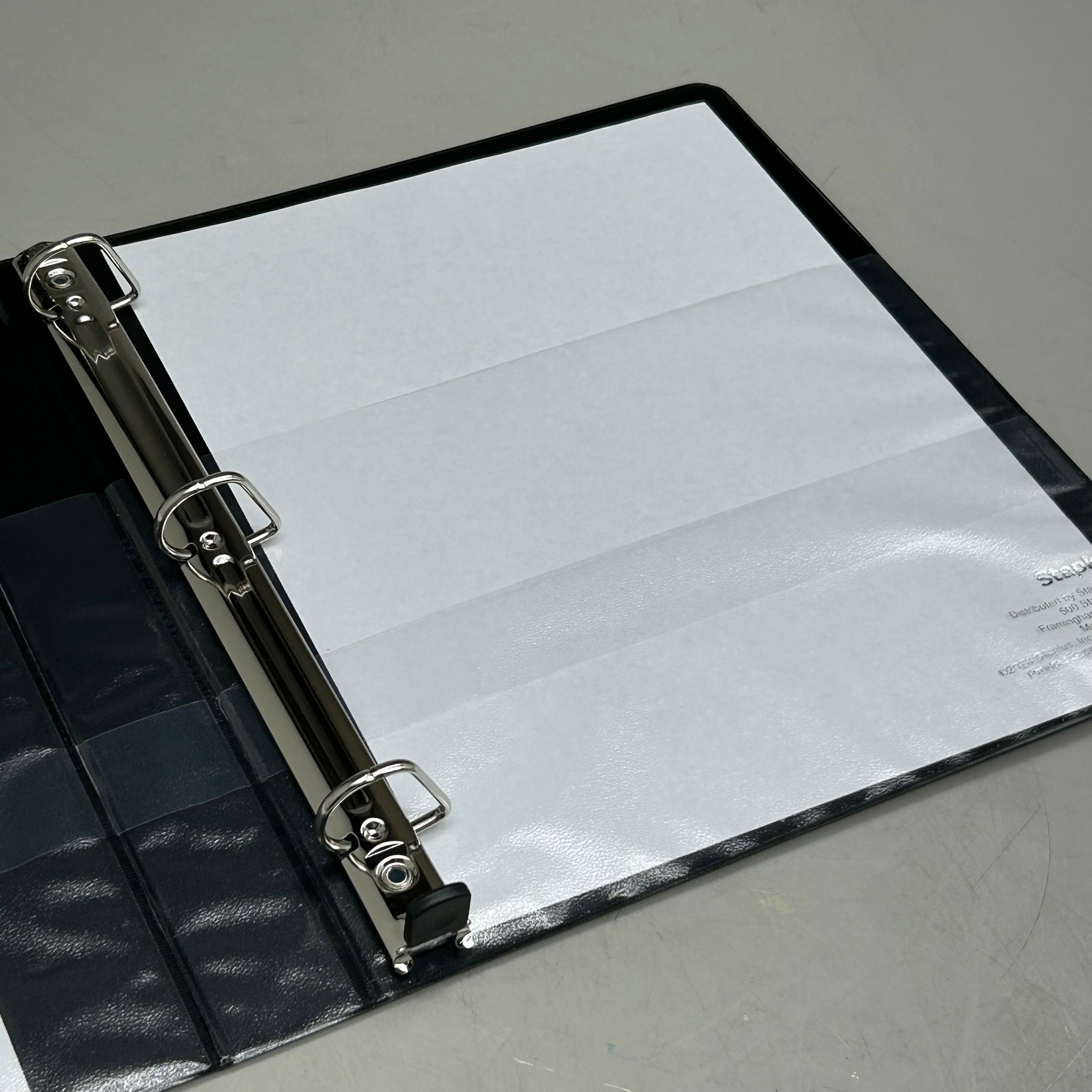STAPLES (3 Pack) Heavy Duty 3-Ring Binder W/ 4 Pockets 11"x10.5"x1" Black ST56231B