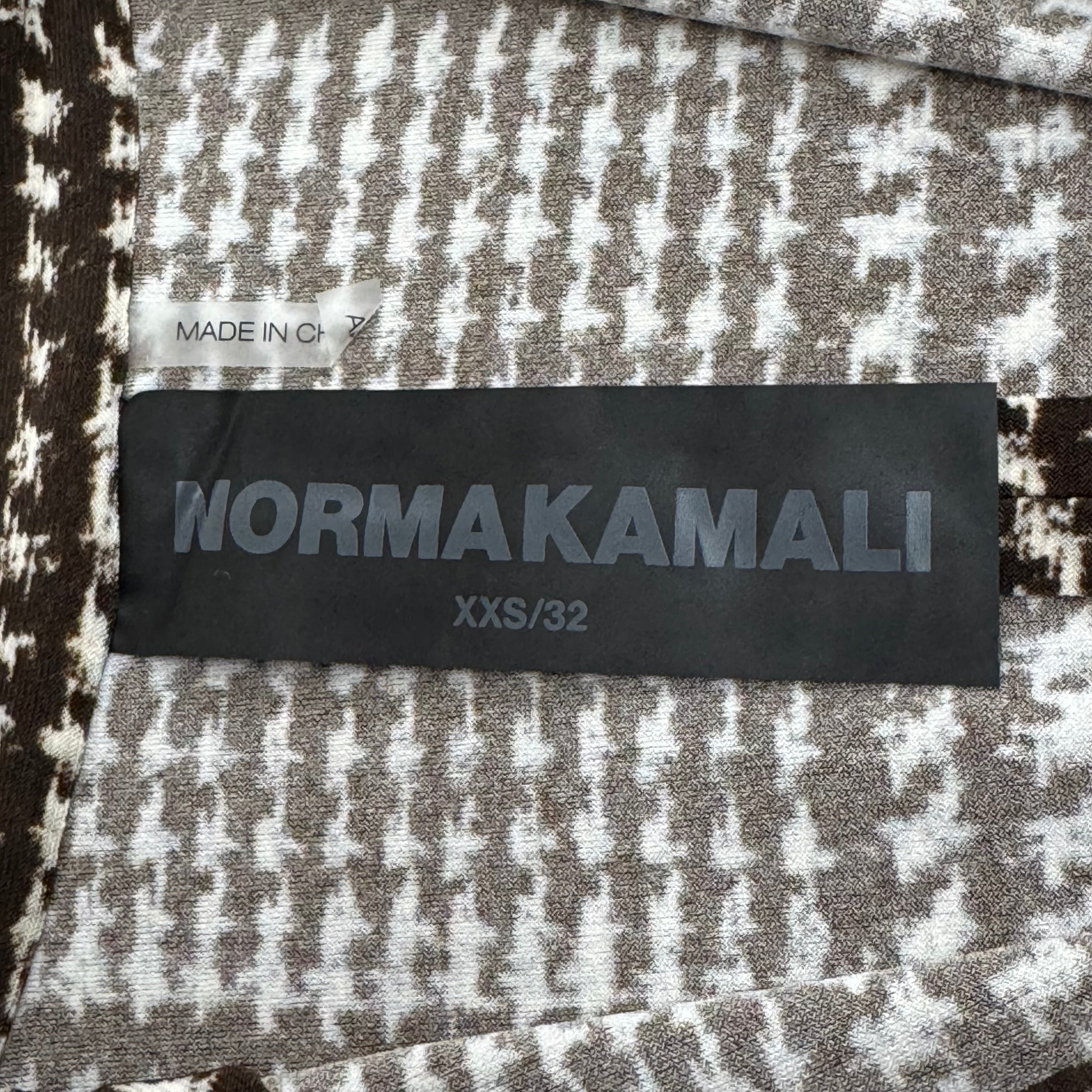 NORMA KAMALI Front Zip Slim Fit Turtle Top Women's Sz XXS/32 Chocolate Plaid Tweed