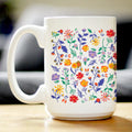 Spring Floral Coffee Mug Flower Gifts for Women White Ceramic Coffee Cup