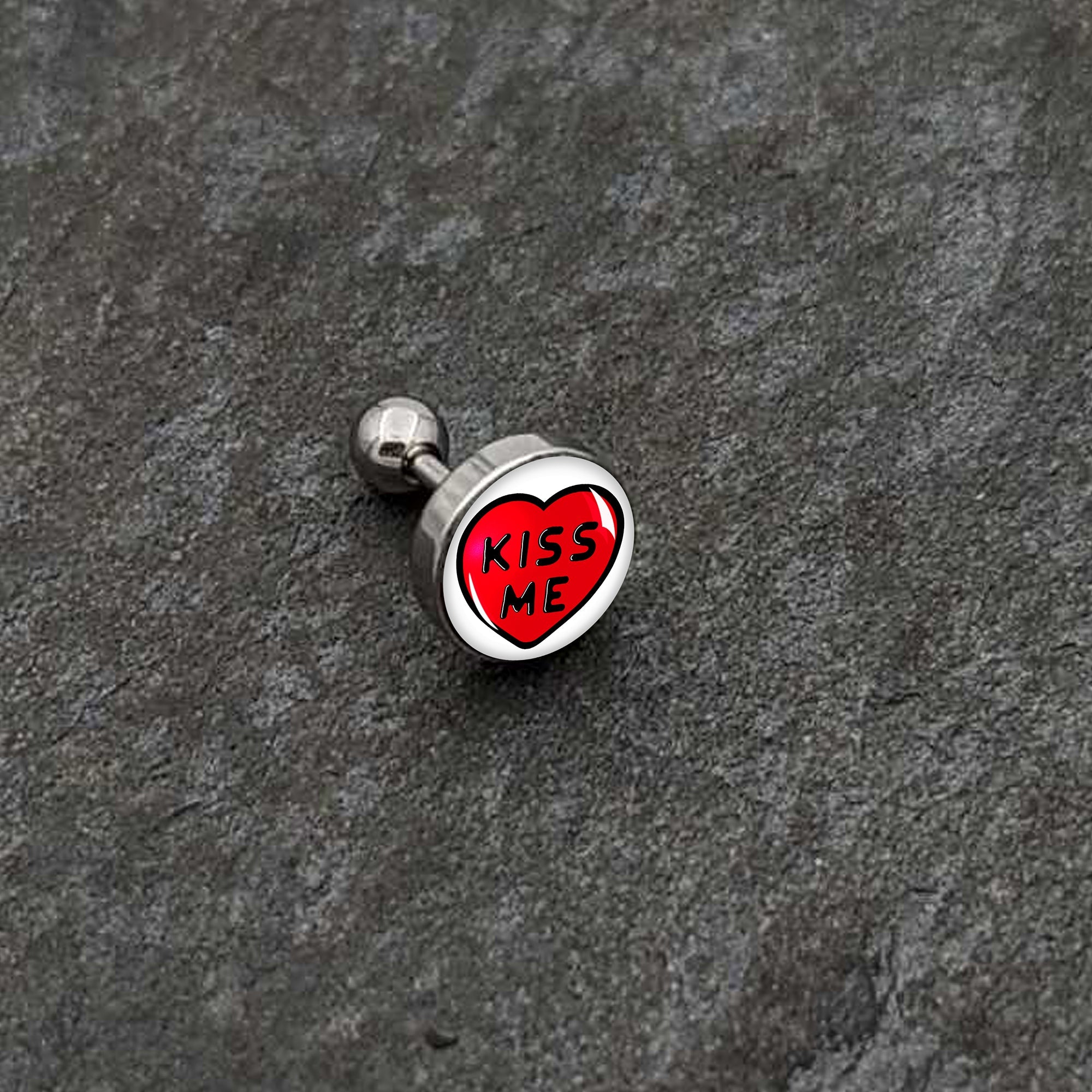 16G 1/4 Kiss Me Candy Heart Cartilage Tragus Earring by Onyx O