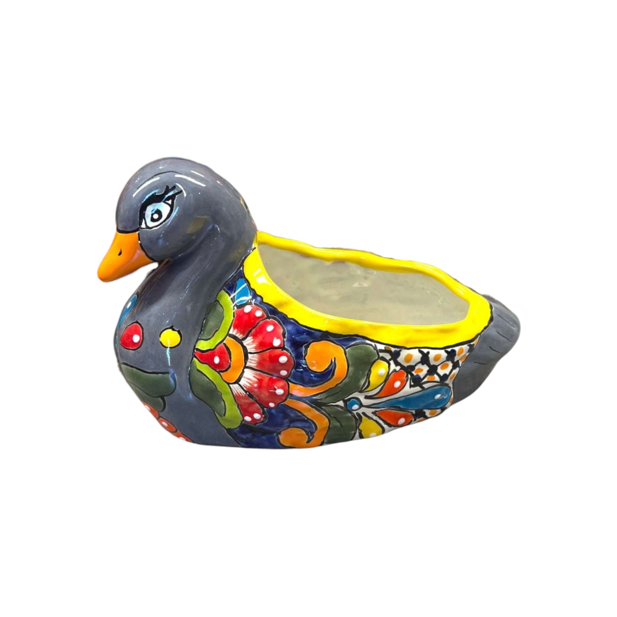 Colorful Talavera Duck Planter | Mexican Succulent Pottery Art