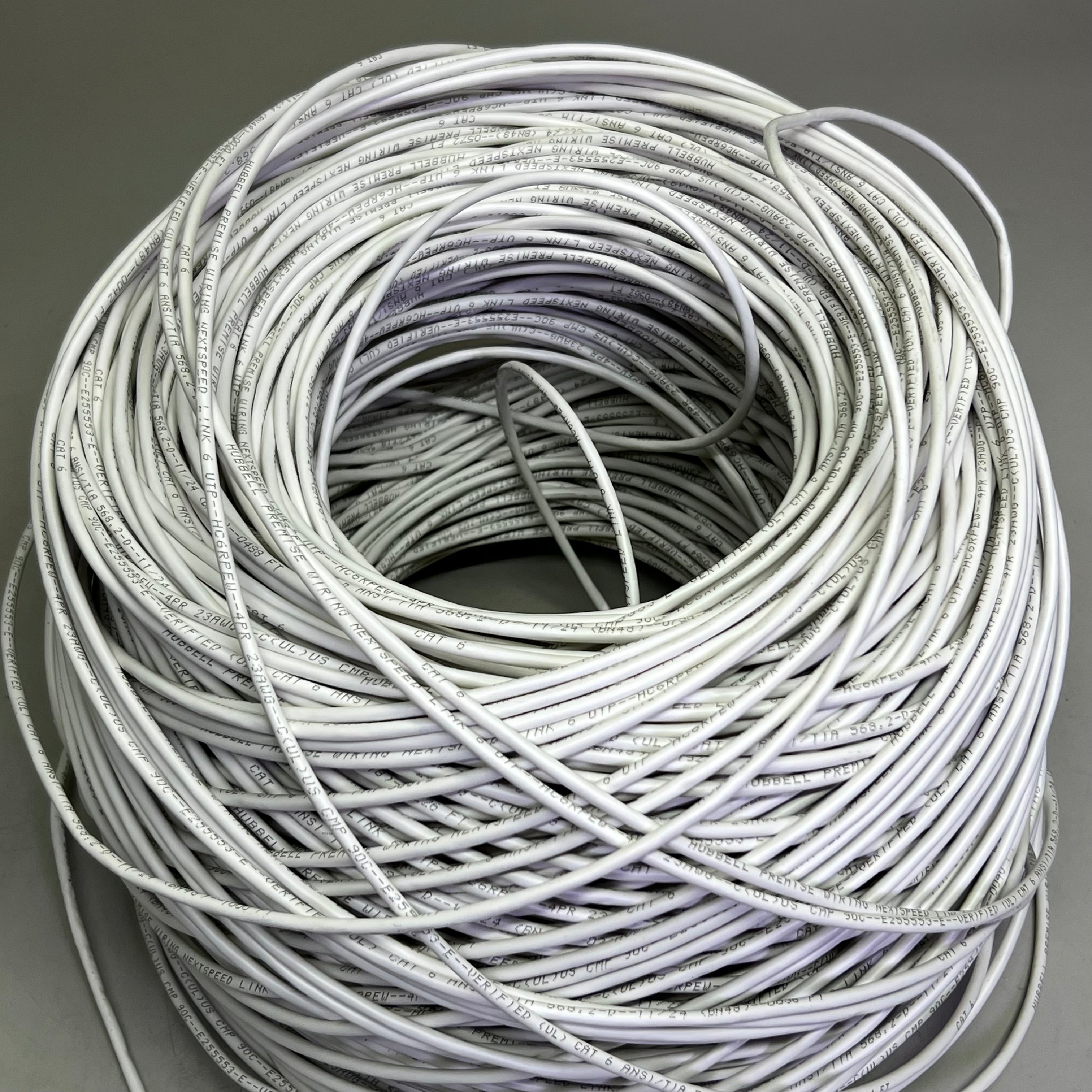 HUBBELL UTP Cable 23 AWG 4 Pair CMP Plenum 1000 ft, White HC6RPEW