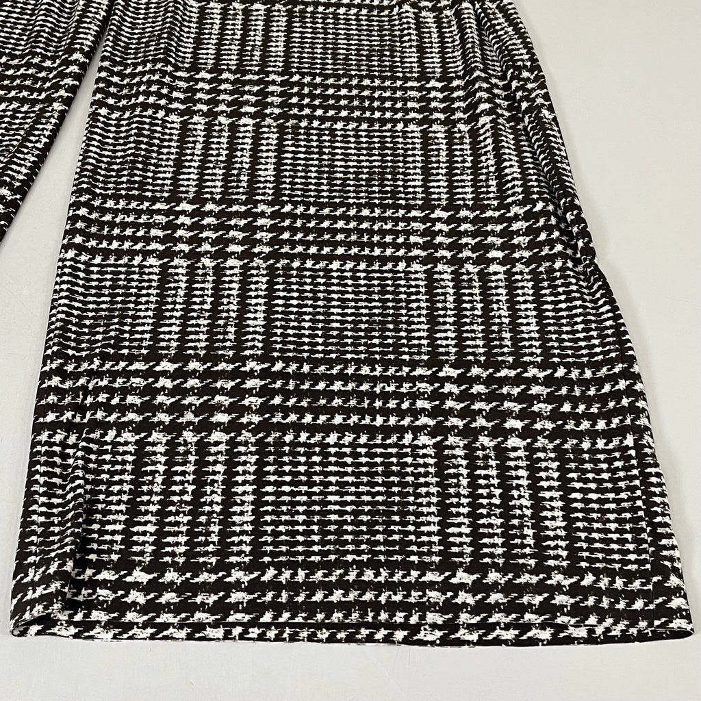 NORMA KAMALI High Waist Pleat Pant Women's Sz S/32 Chocolate Glenn Plaid Tweed