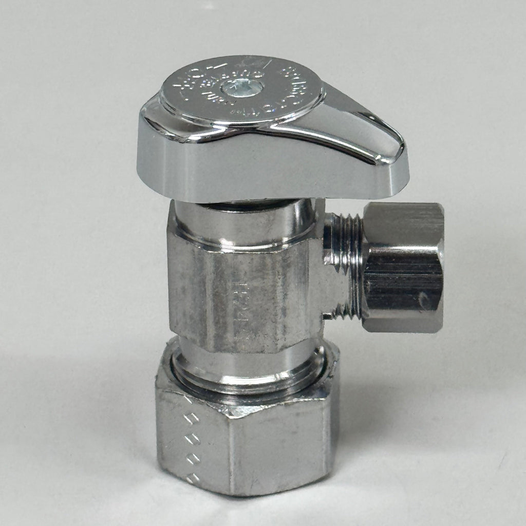 ZA@ BRASS CRAFT (5 PACK) 1/4" Turn Angle Supply STOP Valve 1/2"x3/8" Chrome G2CR19XC As-is Damaged Packaging