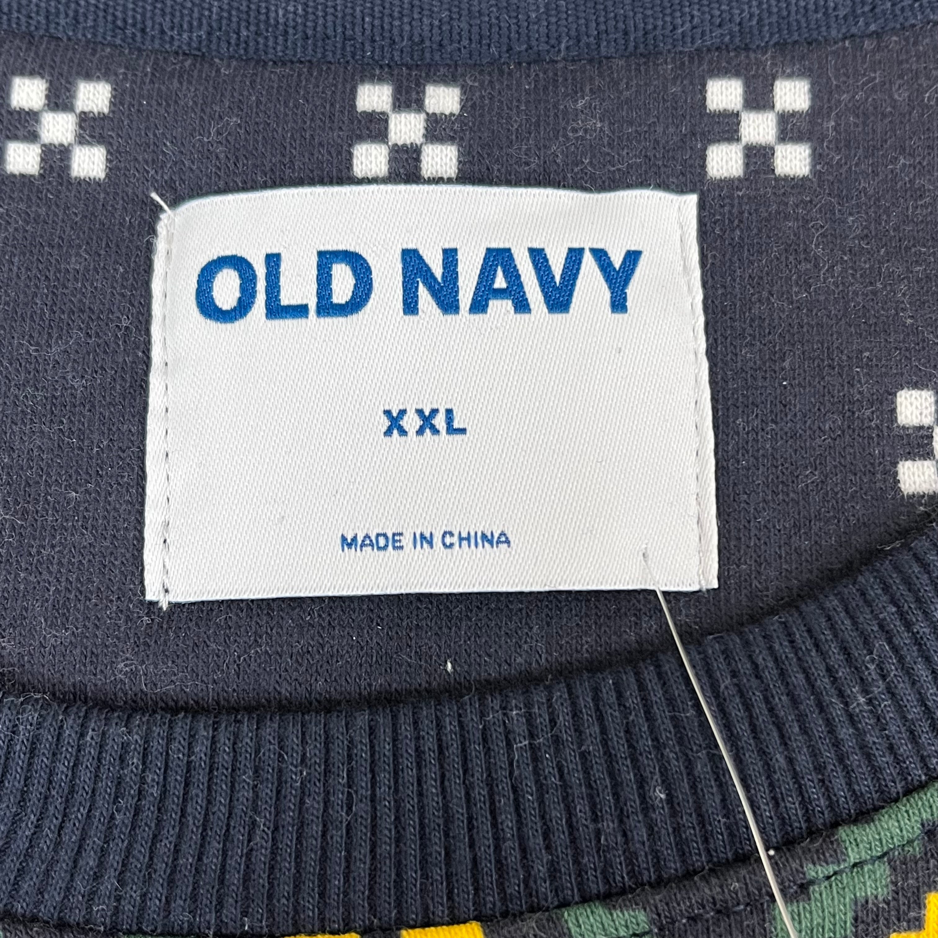 OLD NAVY Men's Christmas Holiday Elf Sweater Sz XXL Navy/Green 572579-00-1