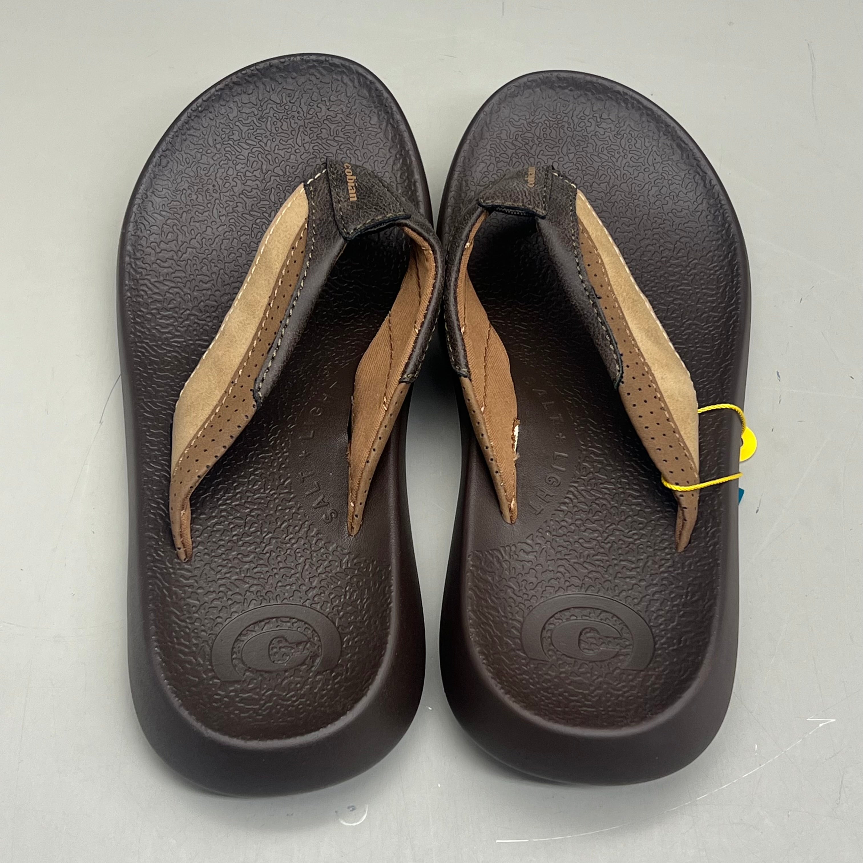COBIAN Compass Synthetic Leather Strap Sandals Men's Sz 12, EU 45 Chocolate COM25-201-12