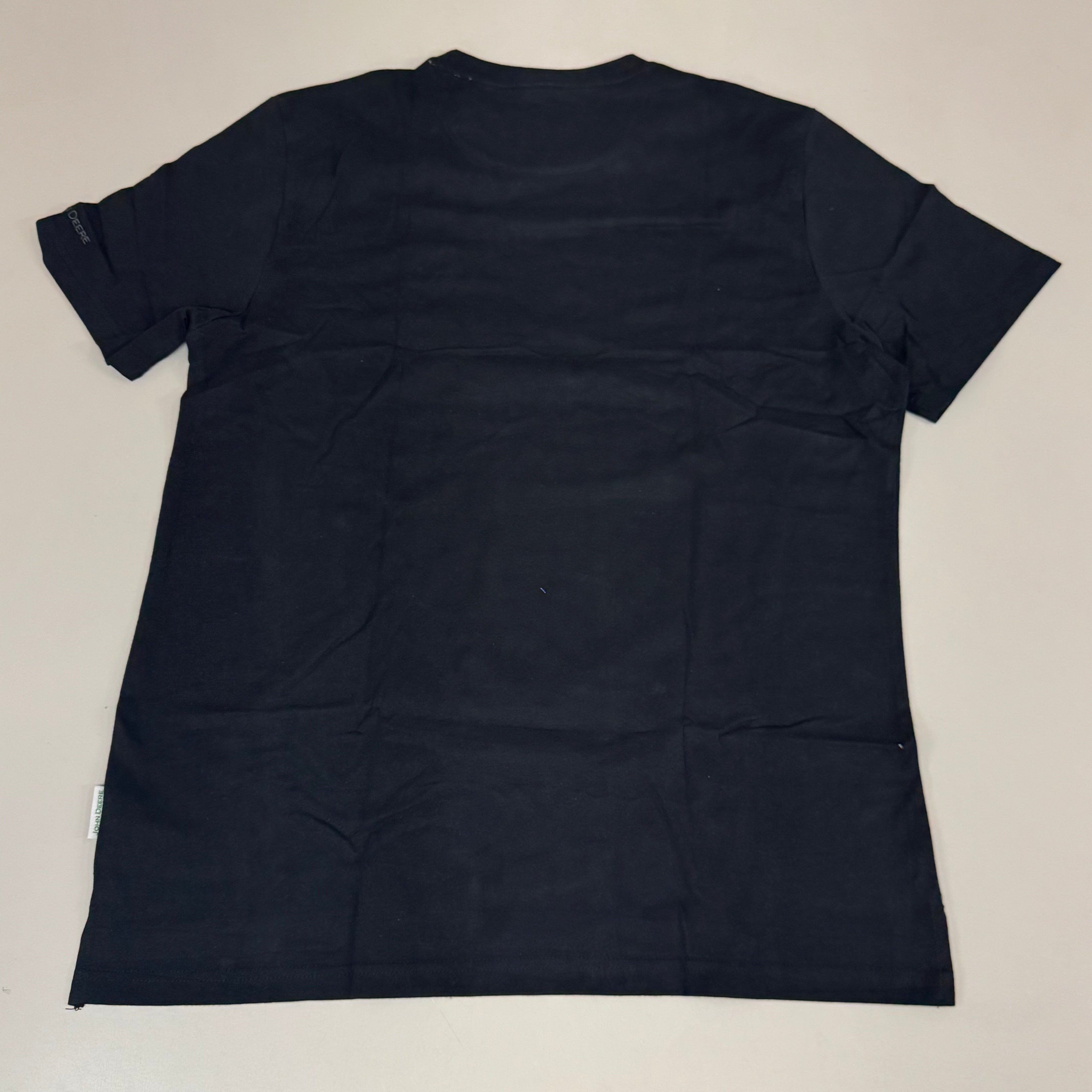 JOHN DEERE Embroidered Logo Short Sleeve Tee Shirt Men's Sz L Black 1896842