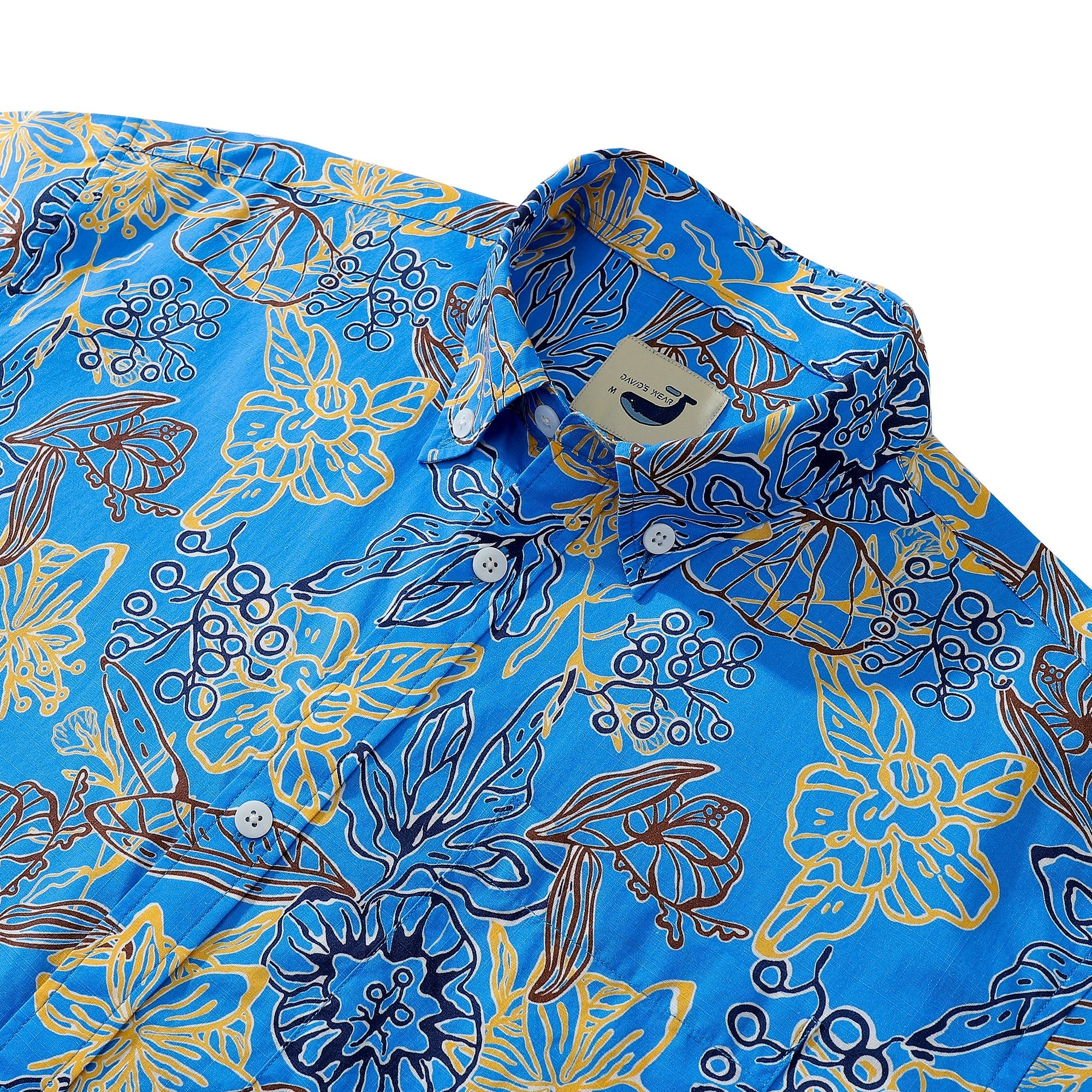 Men's Aloha Shirt Cotton Short Sleeve Button Down Paper-cut Art Print Hidden Pocket By Evan