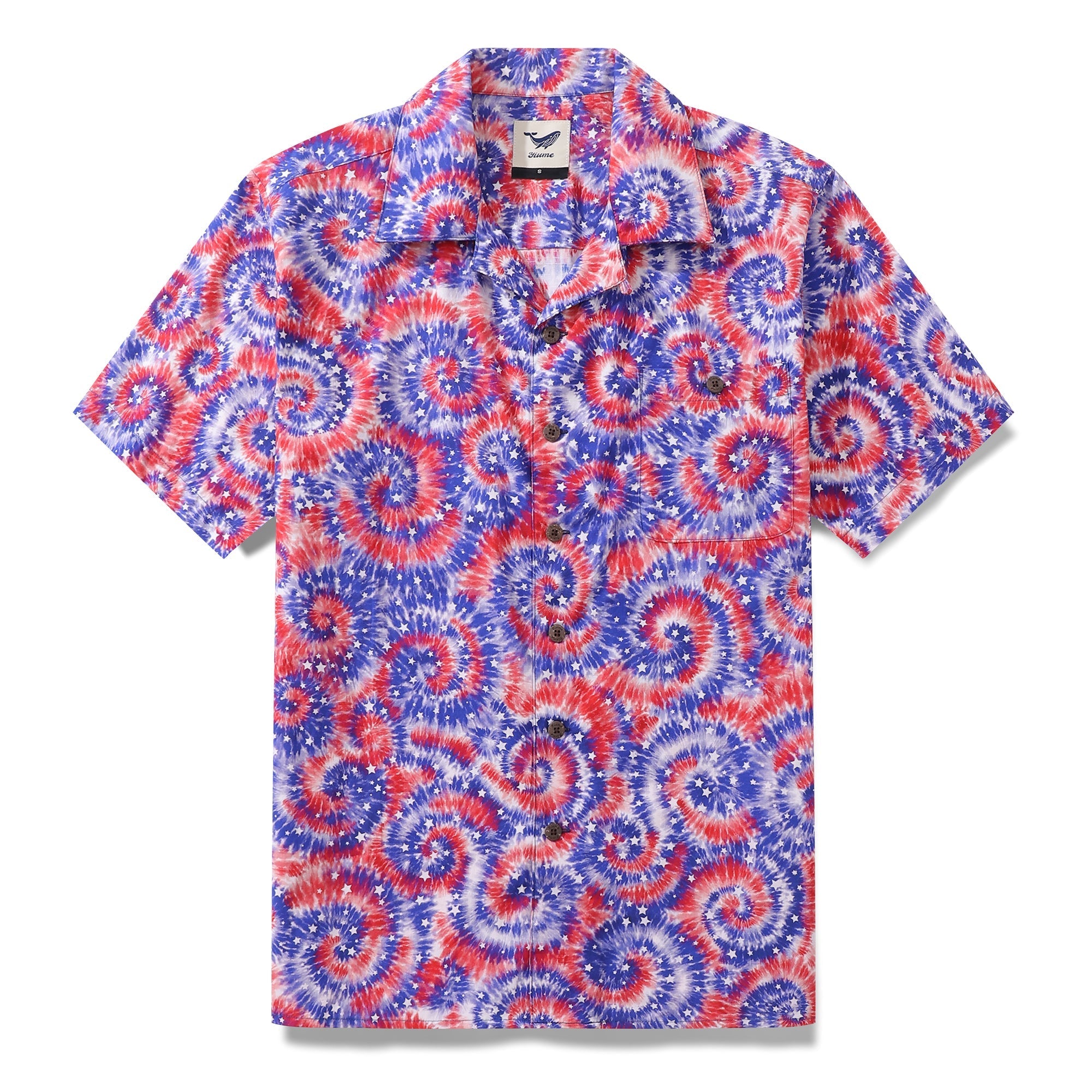 Hawaiian Shirt For Men Tie-dyed National Flag Print Shirt Camp Collar 100% Cotton By Yakima