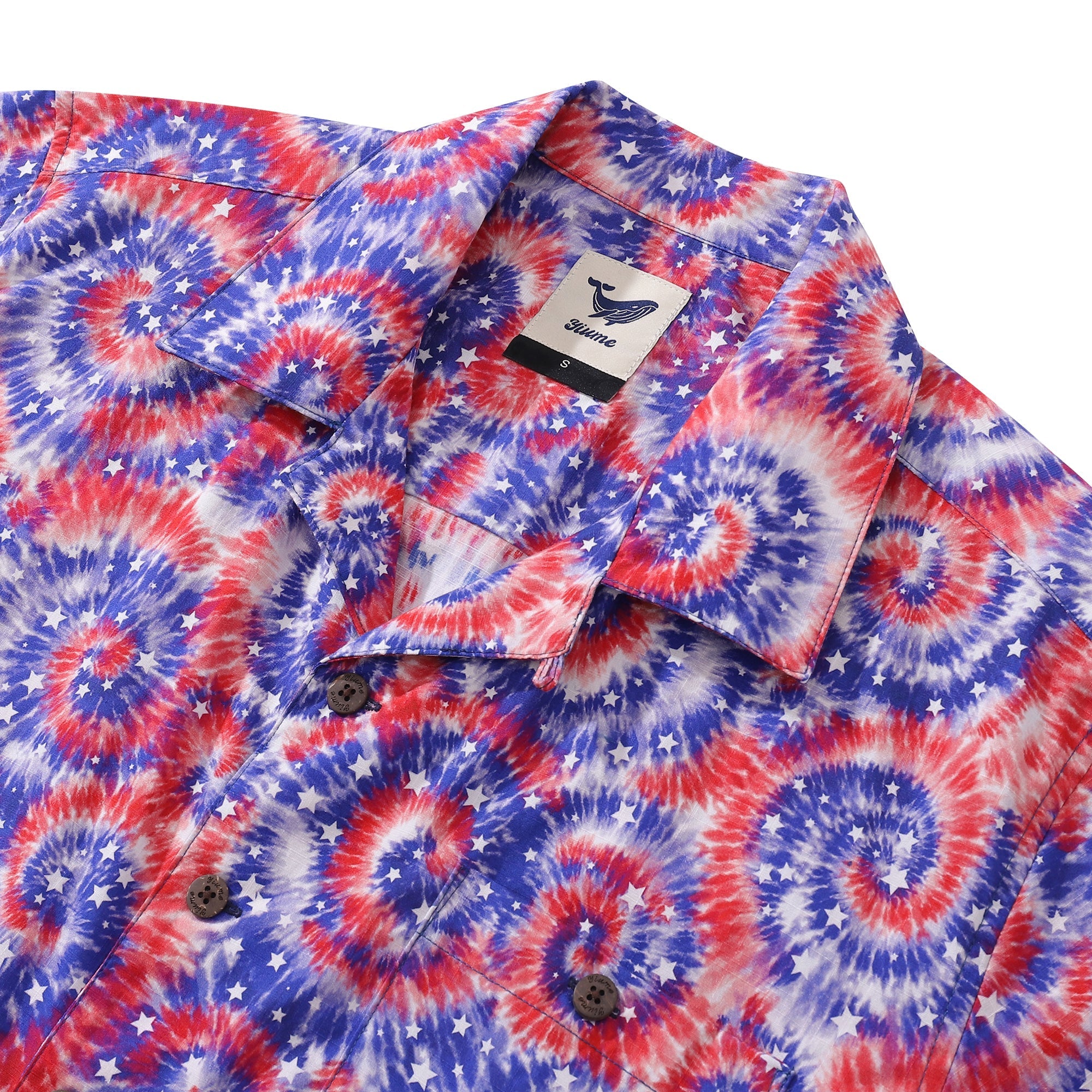 Hawaiian Shirt For Men Tie-dyed National Flag Print Shirt Camp Collar 100% Cotton By Yakima