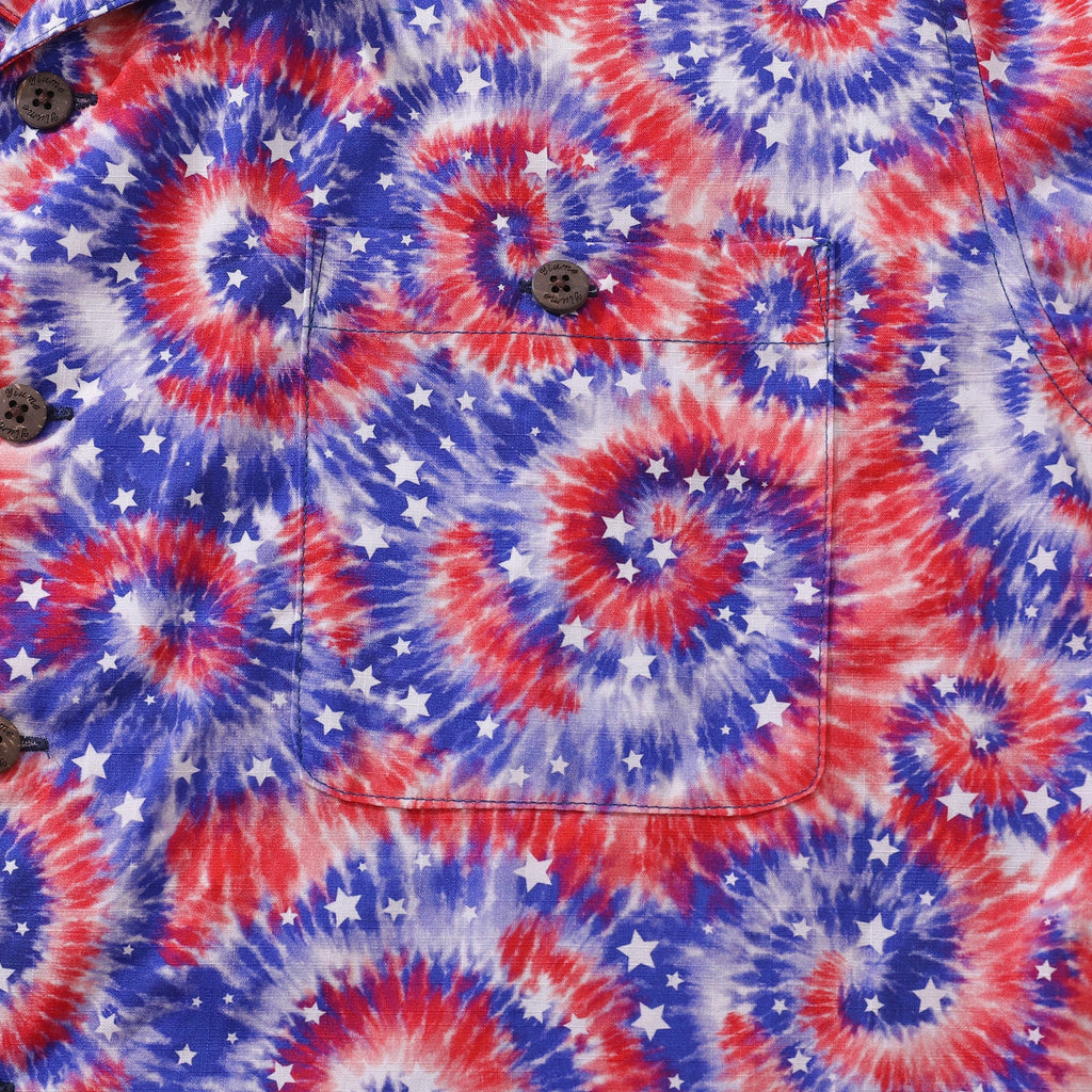 Hawaiian Shirt For Men Tie-dyed National Flag Print Shirt Camp Collar 100% Cotton By Yakima
