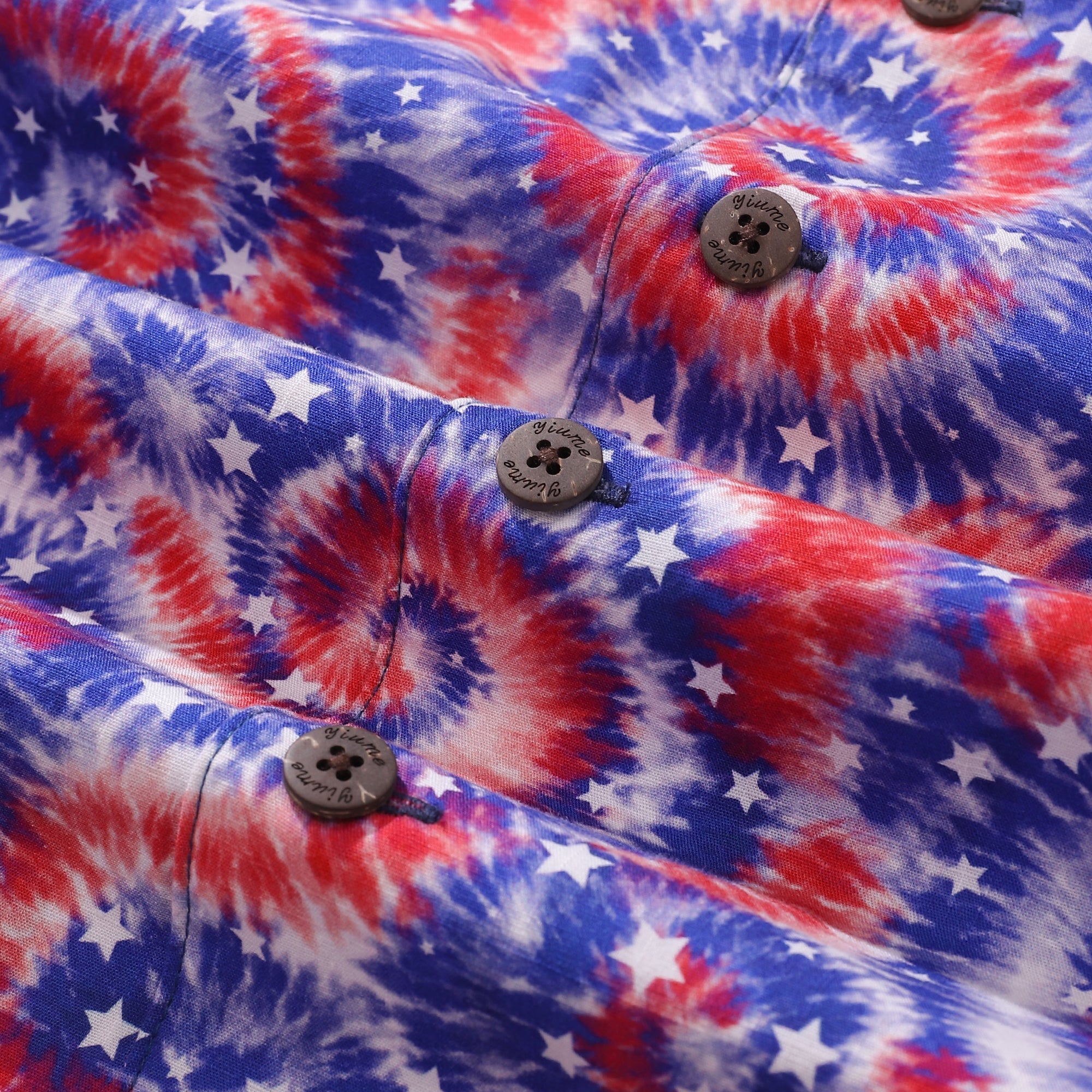 Hawaiian Shirt For Men Tie-dyed National Flag Print Shirt Camp Collar 100% Cotton By Yakima