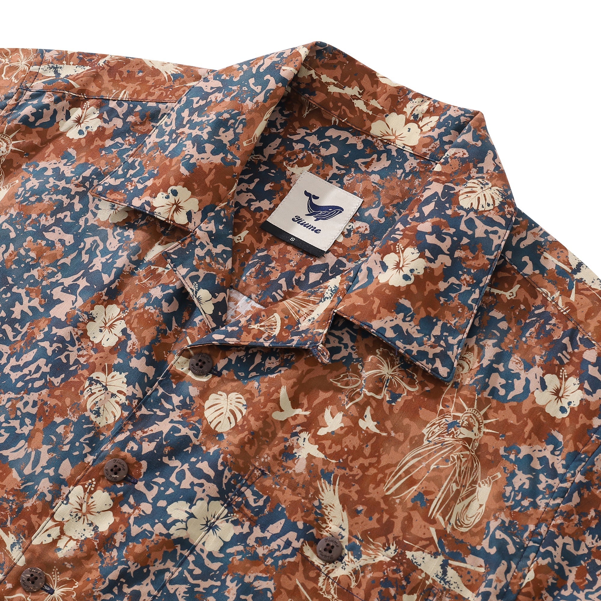 Independence Day Hawaiian Shirt For Men Once Upon A Time Print Shirt Camp Collar 100% Cotton By Yakima