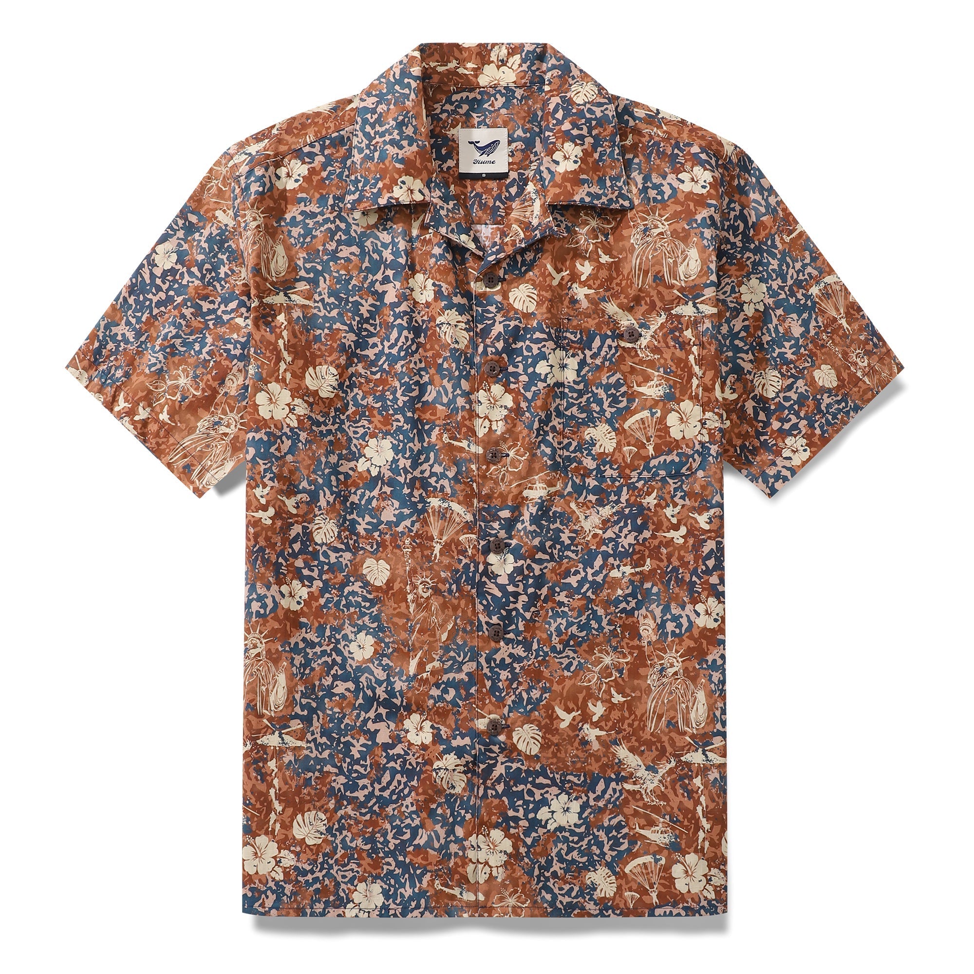 Independence Day Hawaiian Shirt For Men Once Upon A Time Print Shirt Camp Collar 100% Cotton By Yakima