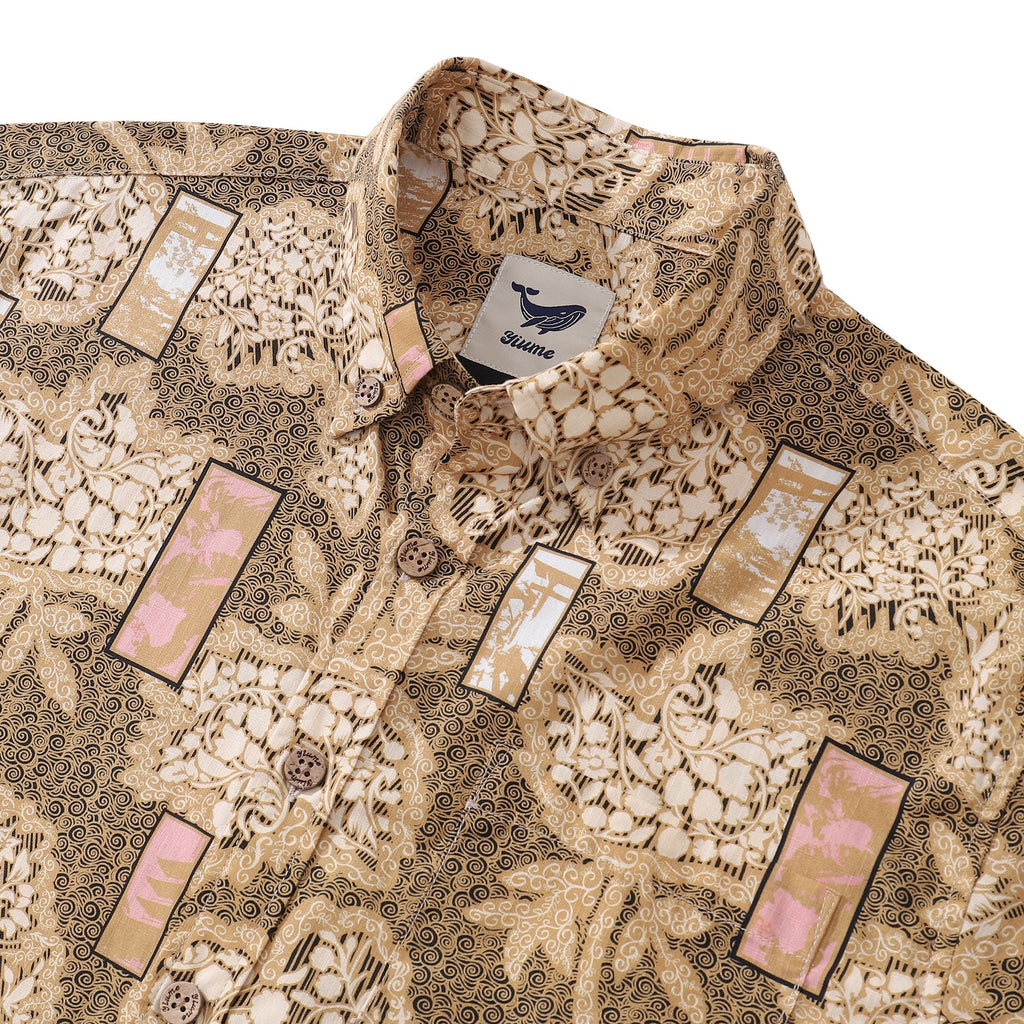 Men's Hawaiian Shirt Good Fortune Has Come Cotton Button-down Short Sleeve Aloha Shirt By Yakima